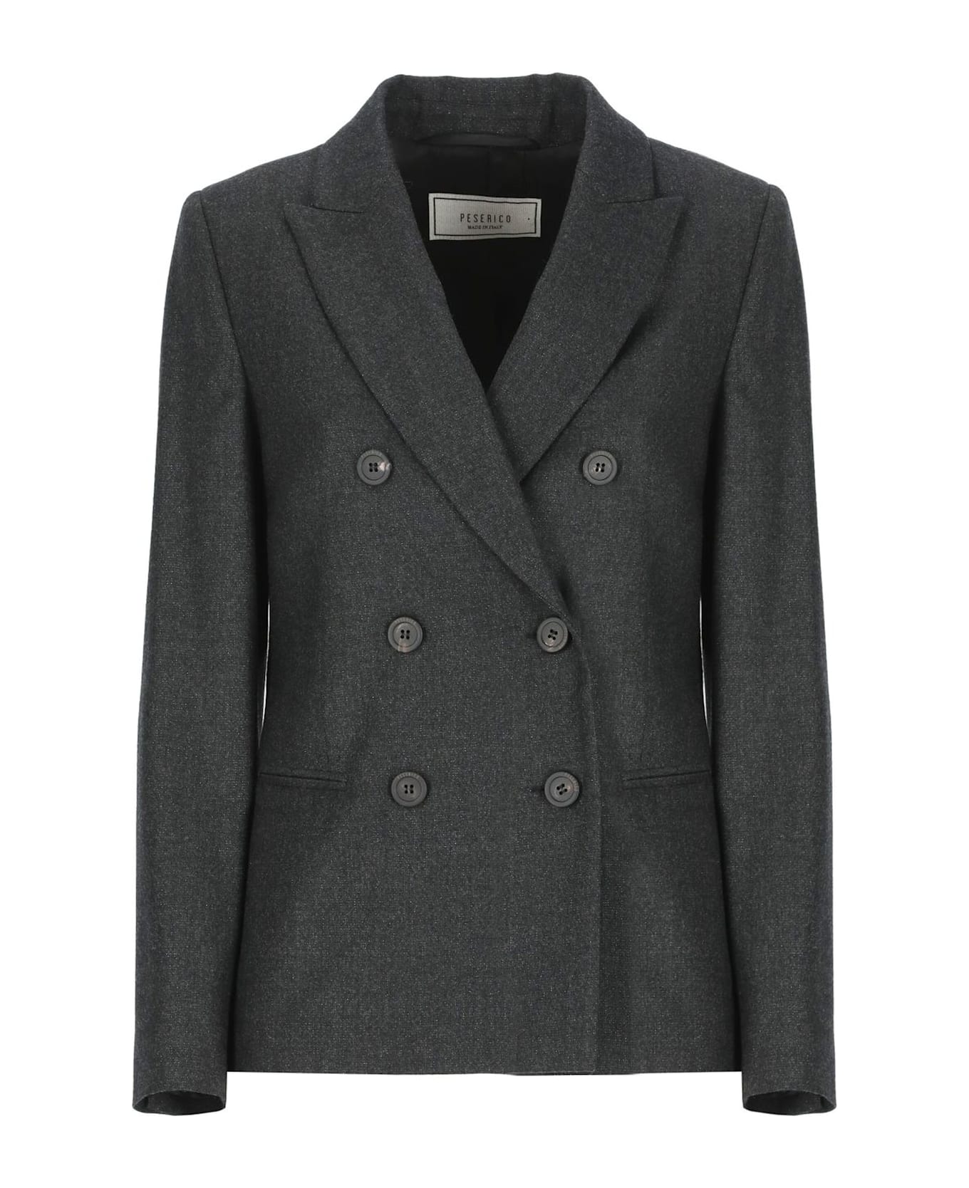 Peserico Grey Lurex Double-breasted Blazer - Grey