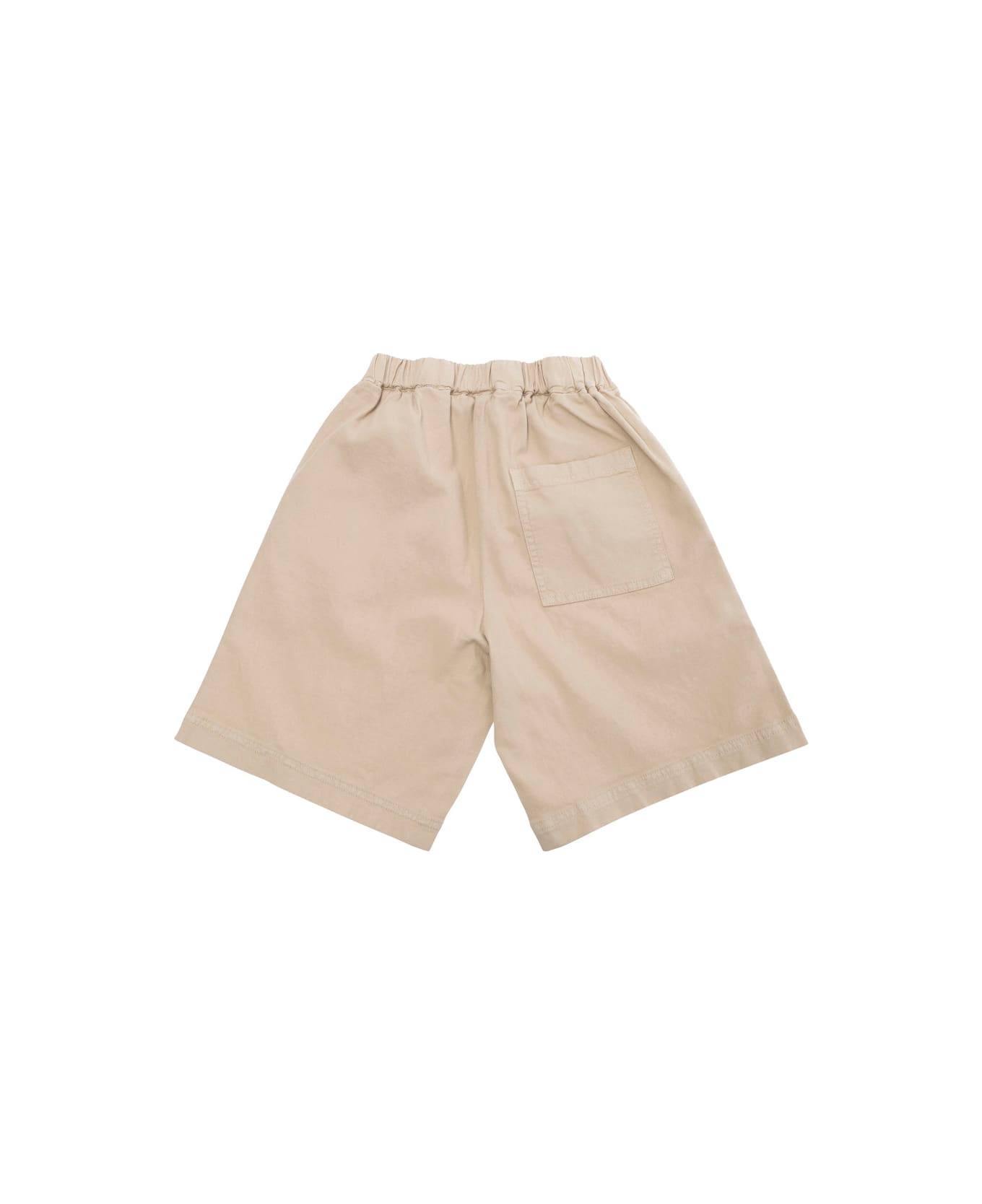 Il Gufo Beige Bermuda Pants With Elastic Waist In Cotton And Linen Blend Stretch Boy - Beige