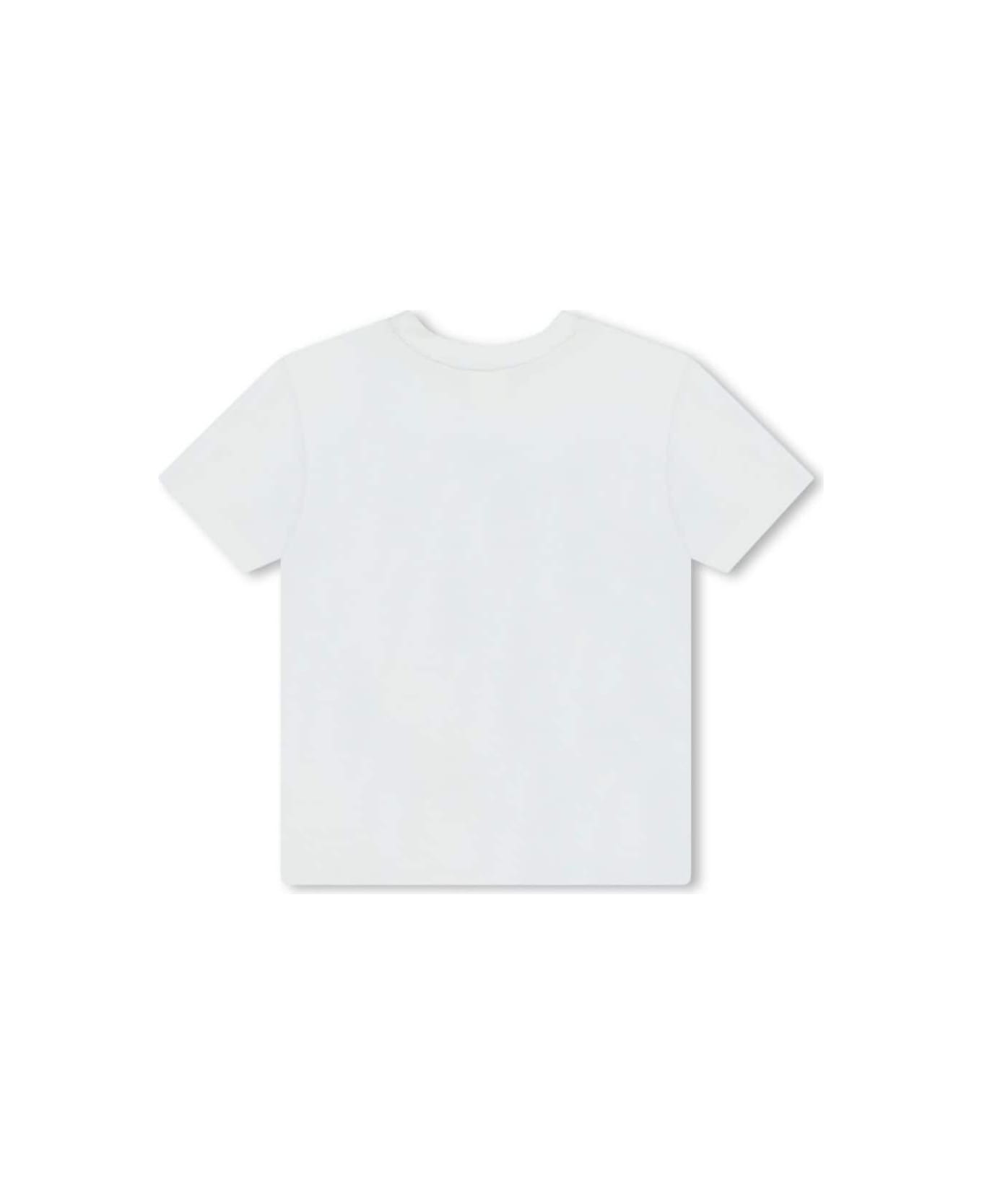 Givenchy White Crewneck T-shirt With Contrasting Logo Print In Cotton Boy - White