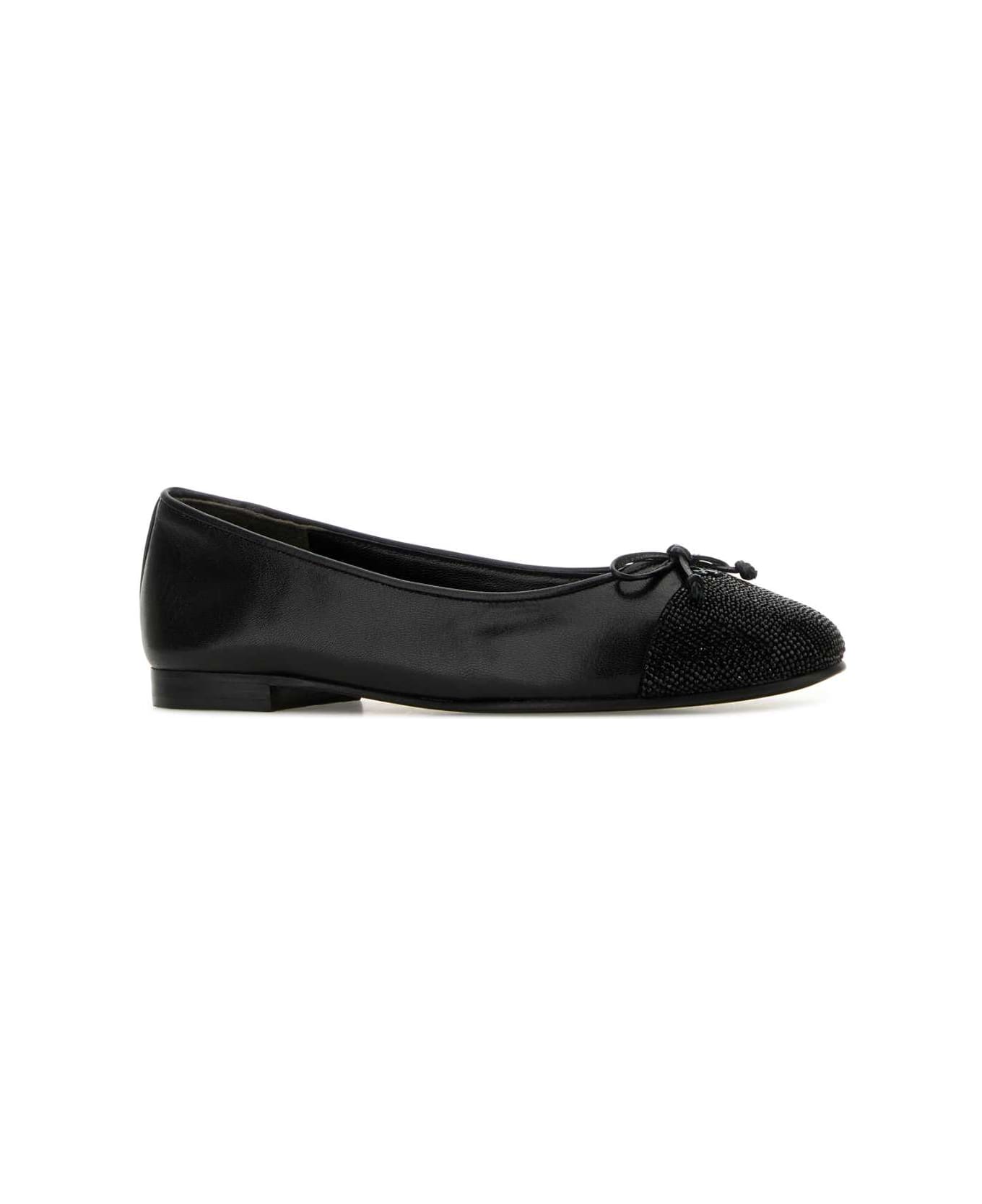 Tory Burch Black Leather Ballerinas - NERO