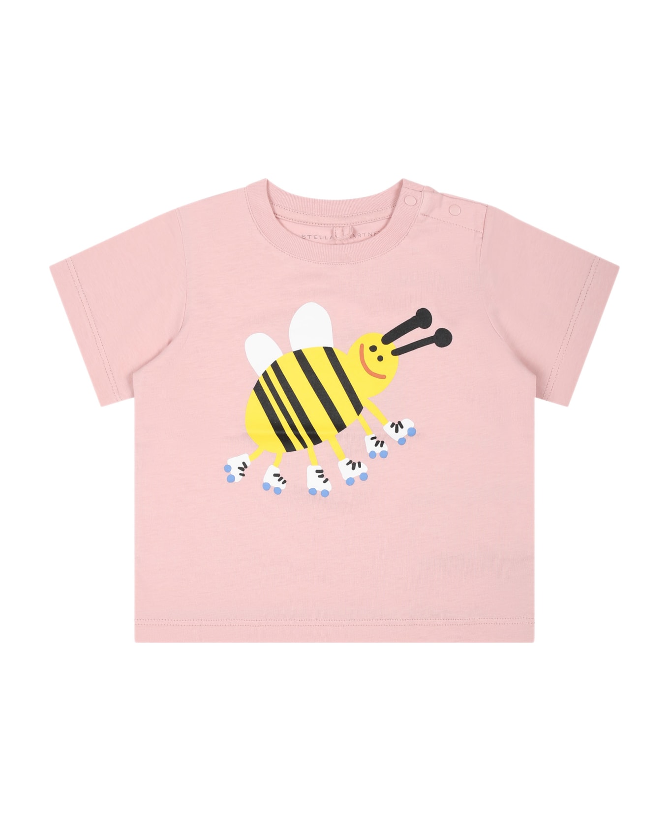 Stella McCartney Pink T-shirt For Baby Girl With Bee - PINK Tシャツ＆ポロシャツ
