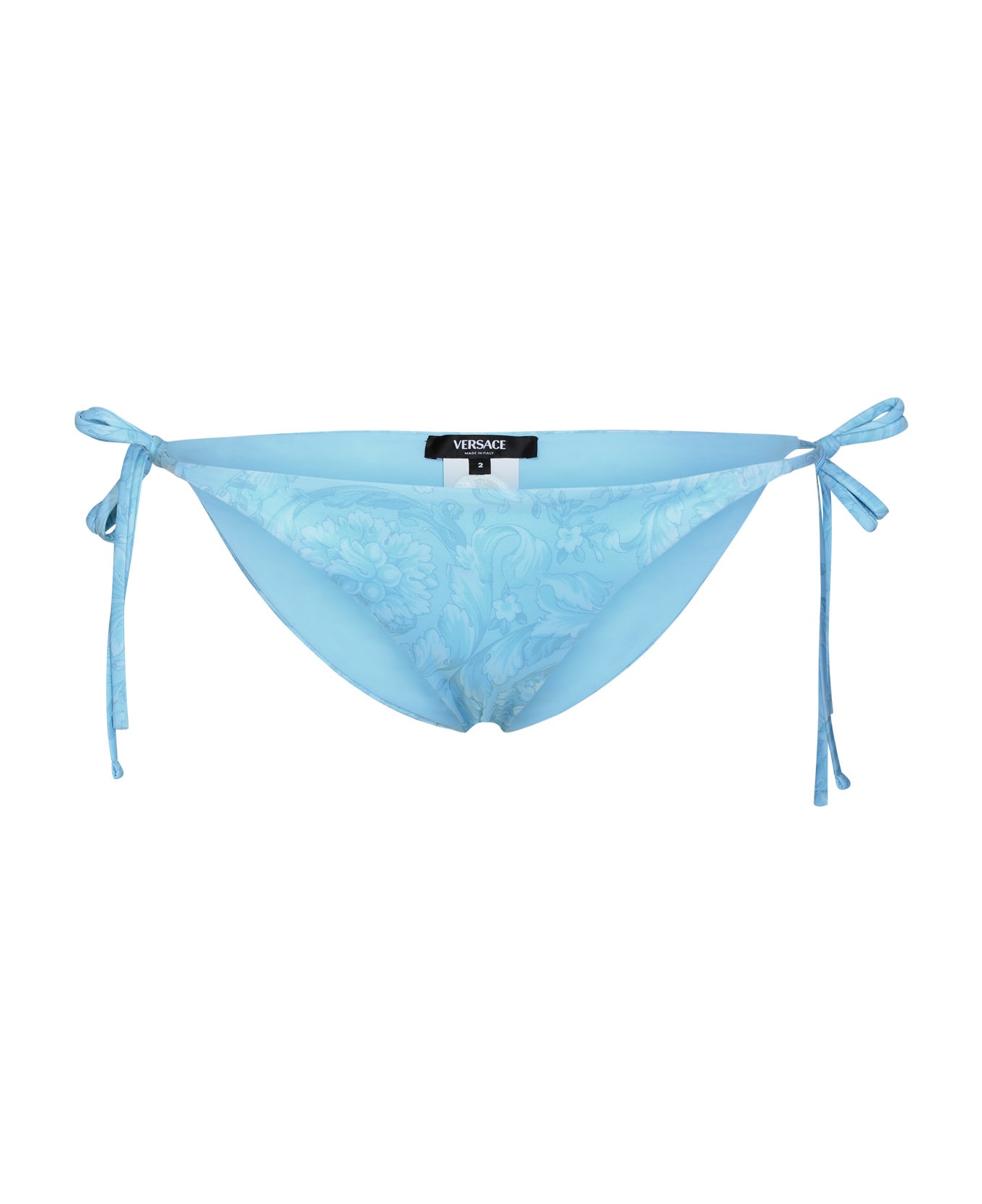 Versace 'barocco' Light Blue Polyester Blend Bikini Bottoms - Light Blue ビキニ