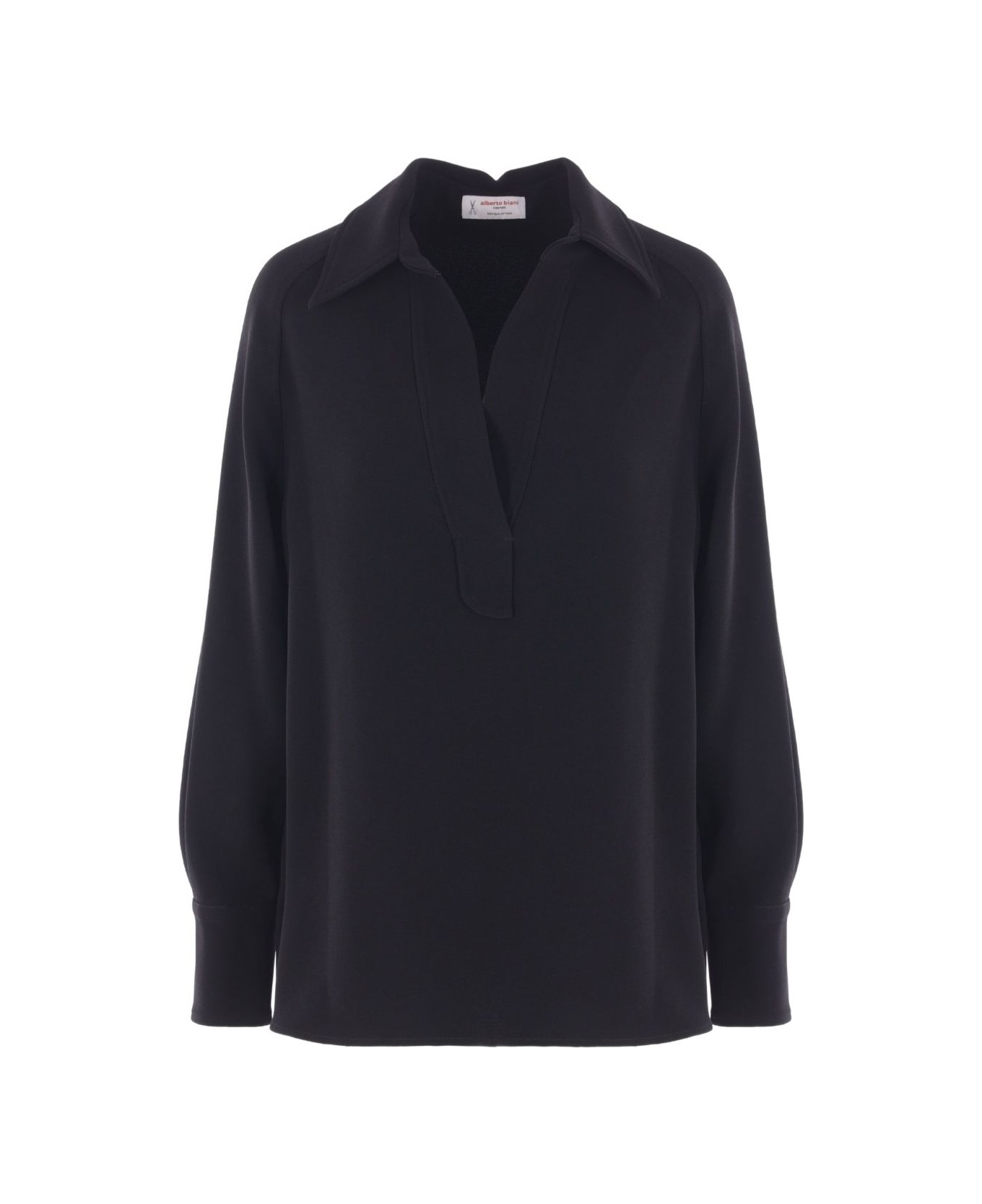 Alberto Biani Satin-neck Blouse - Black