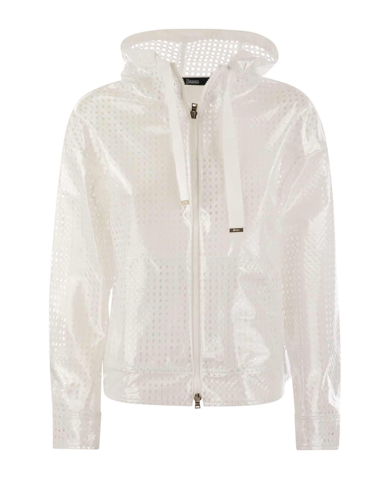 Herno A-shape In Coated Lace And Grosgrain - White ジャケット