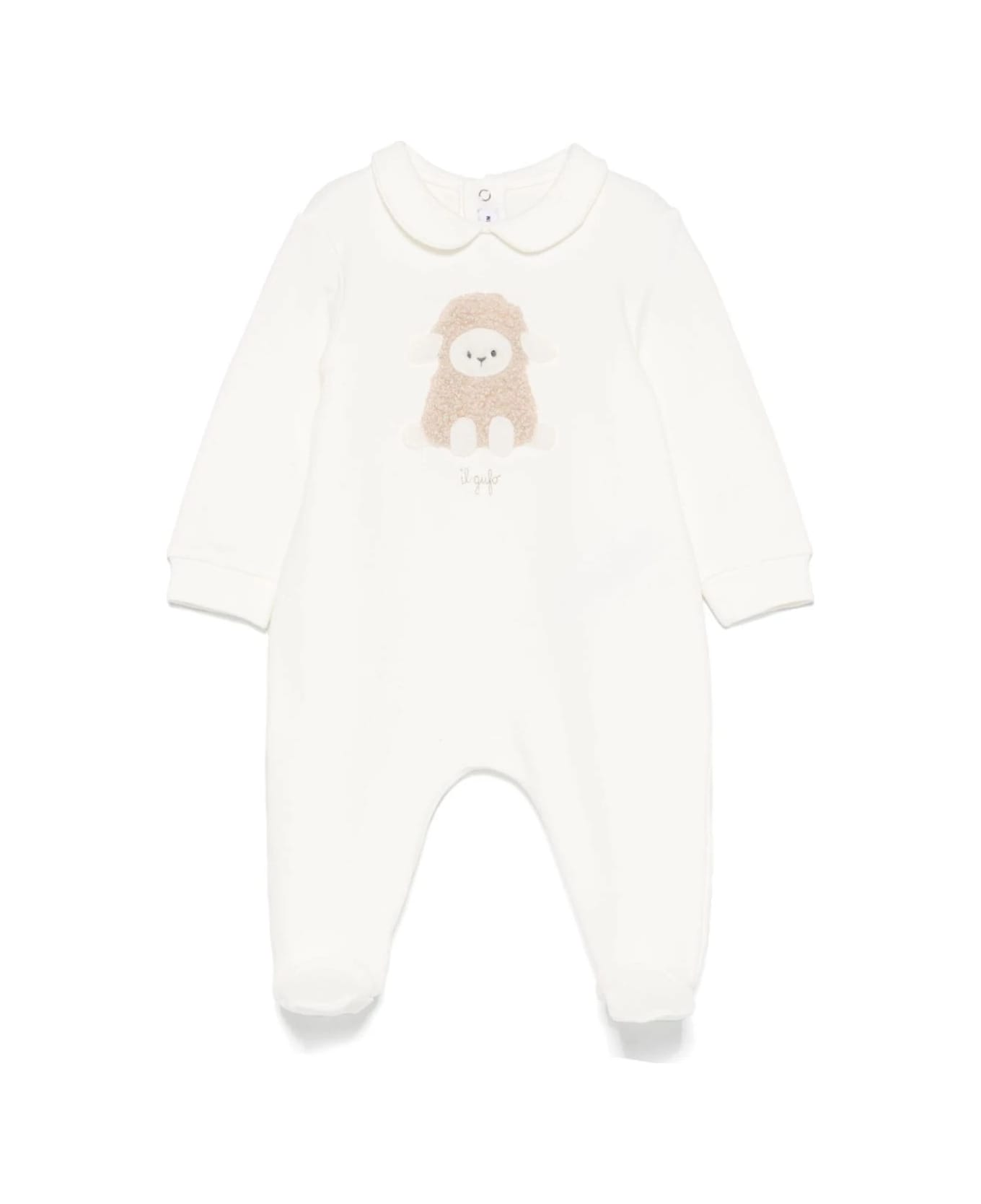 Il Gufo White Stretch Cotton Fleece Jumpsuit With Appliqué - White