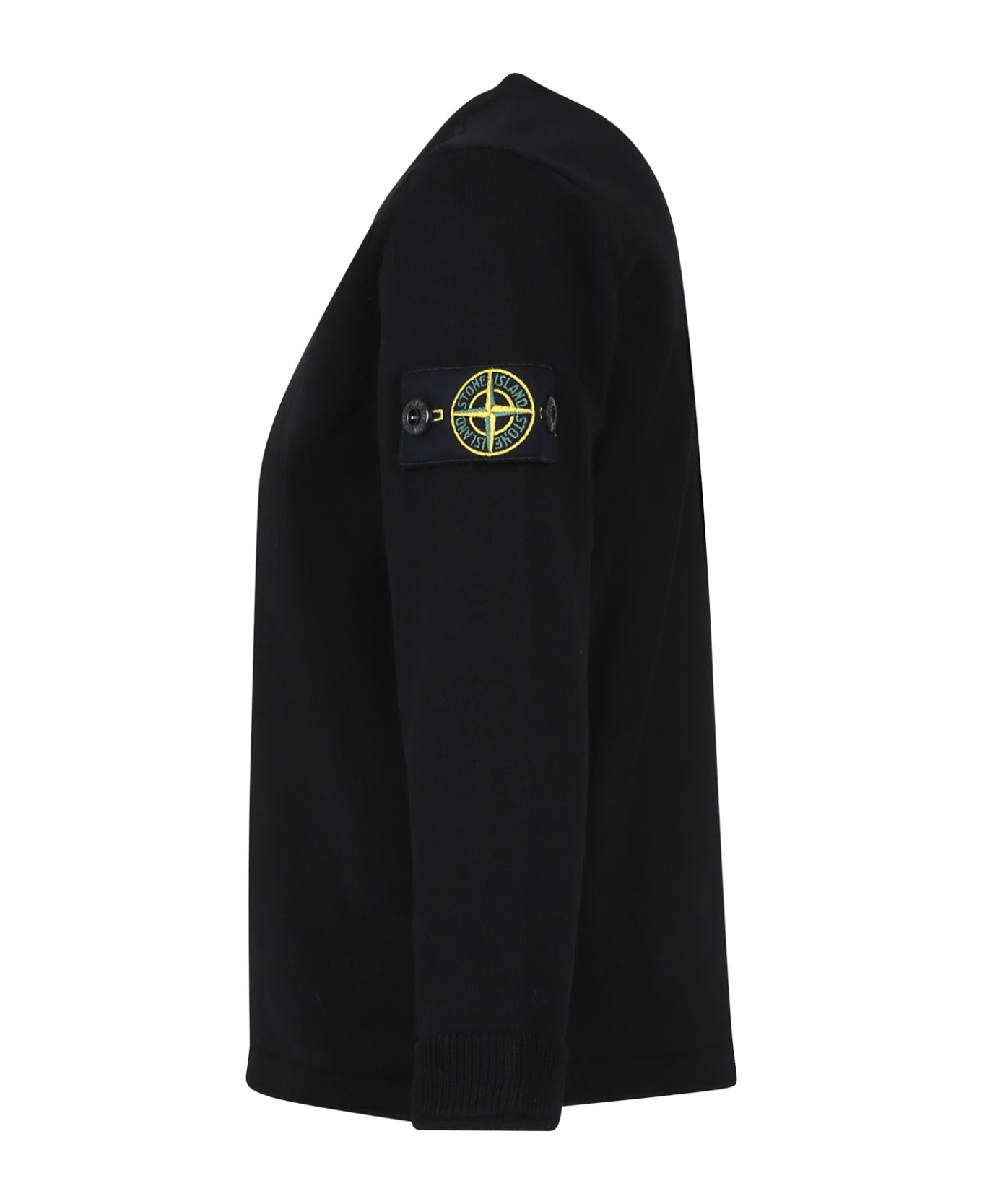 Stone Island Junior Black Sweater For Baby Boy With Compass - Black