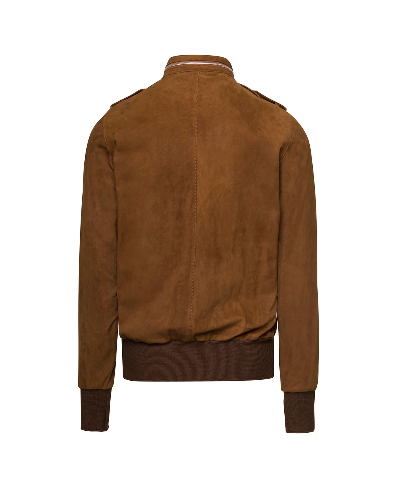 Giorgio Brato Brown Jacket With Zip Details And Elasticated Inserts In Suede Man - Brown