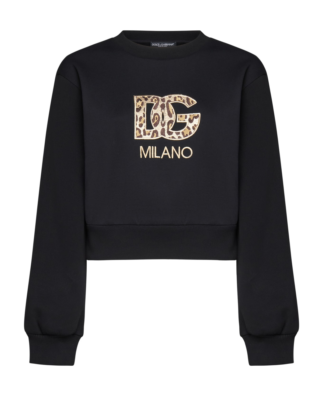Dolce & Gabbana Dg Logo Cropped Sweatshirt - Nero