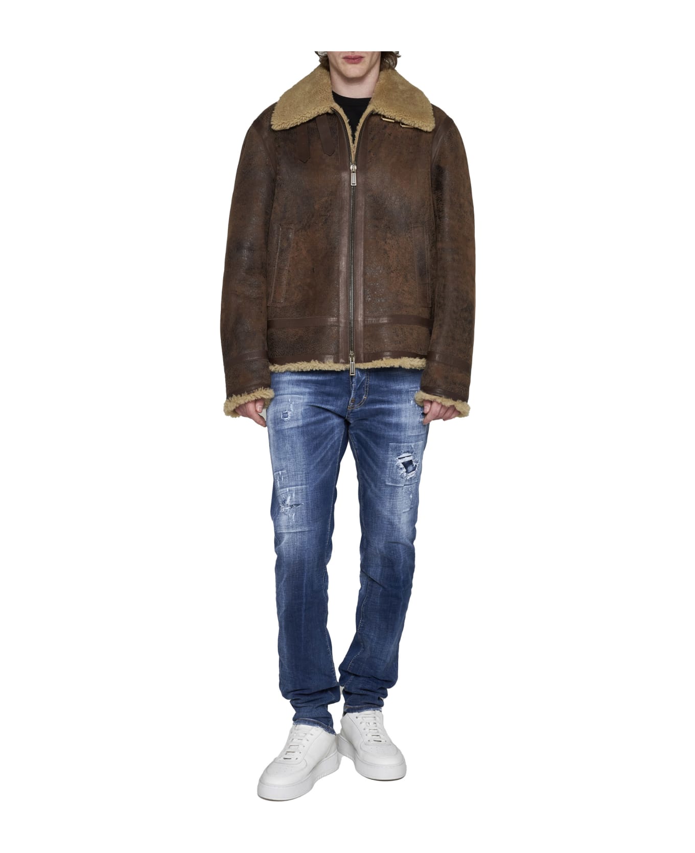 Dsquared2 Shearling Jacket - Brown stone