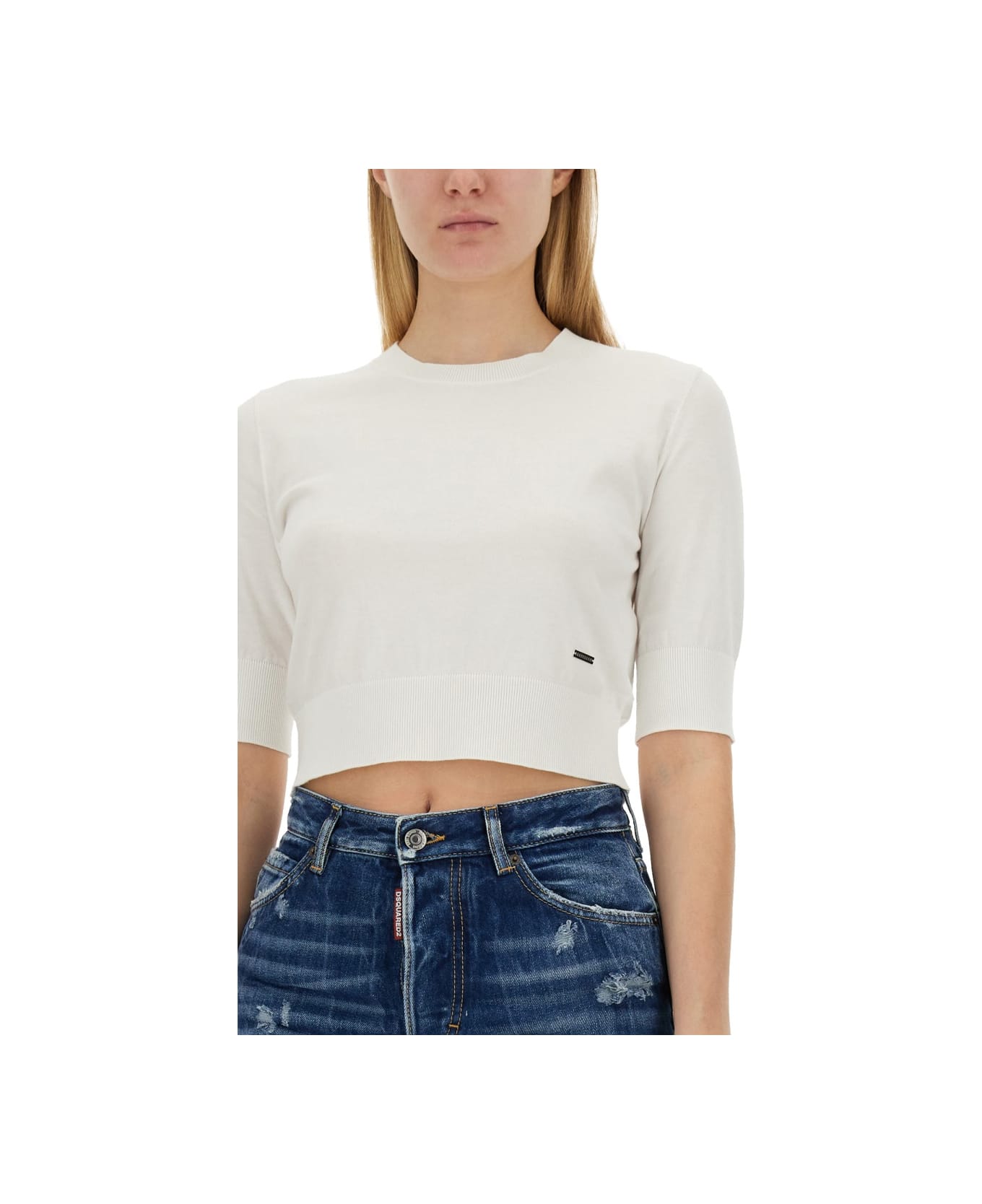 Dsquared2 Cropped Shirt - WHITE Tシャツ