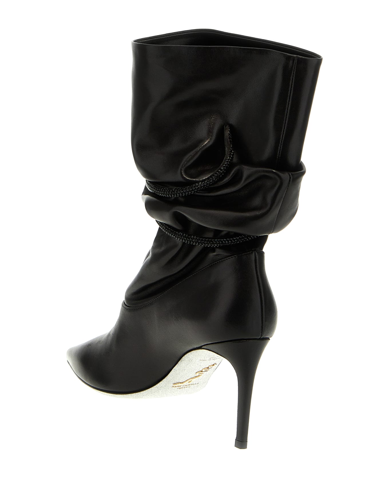 René Caovilla Rhinestone Nappa Ankle Boots - Black  