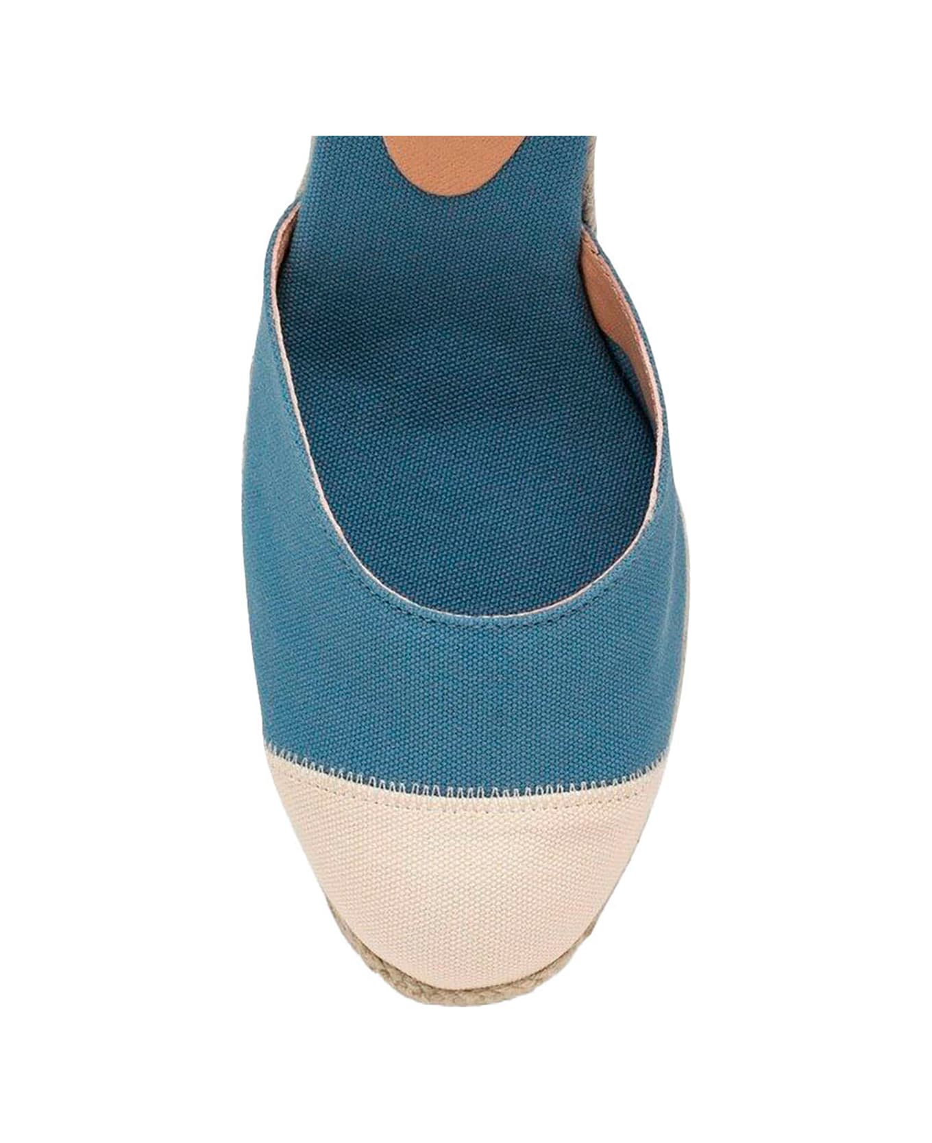 Castañer Blue Espardille Carina Sandals With Wedge Heel In Cotton Woman - Light blue ウェッジシューズ