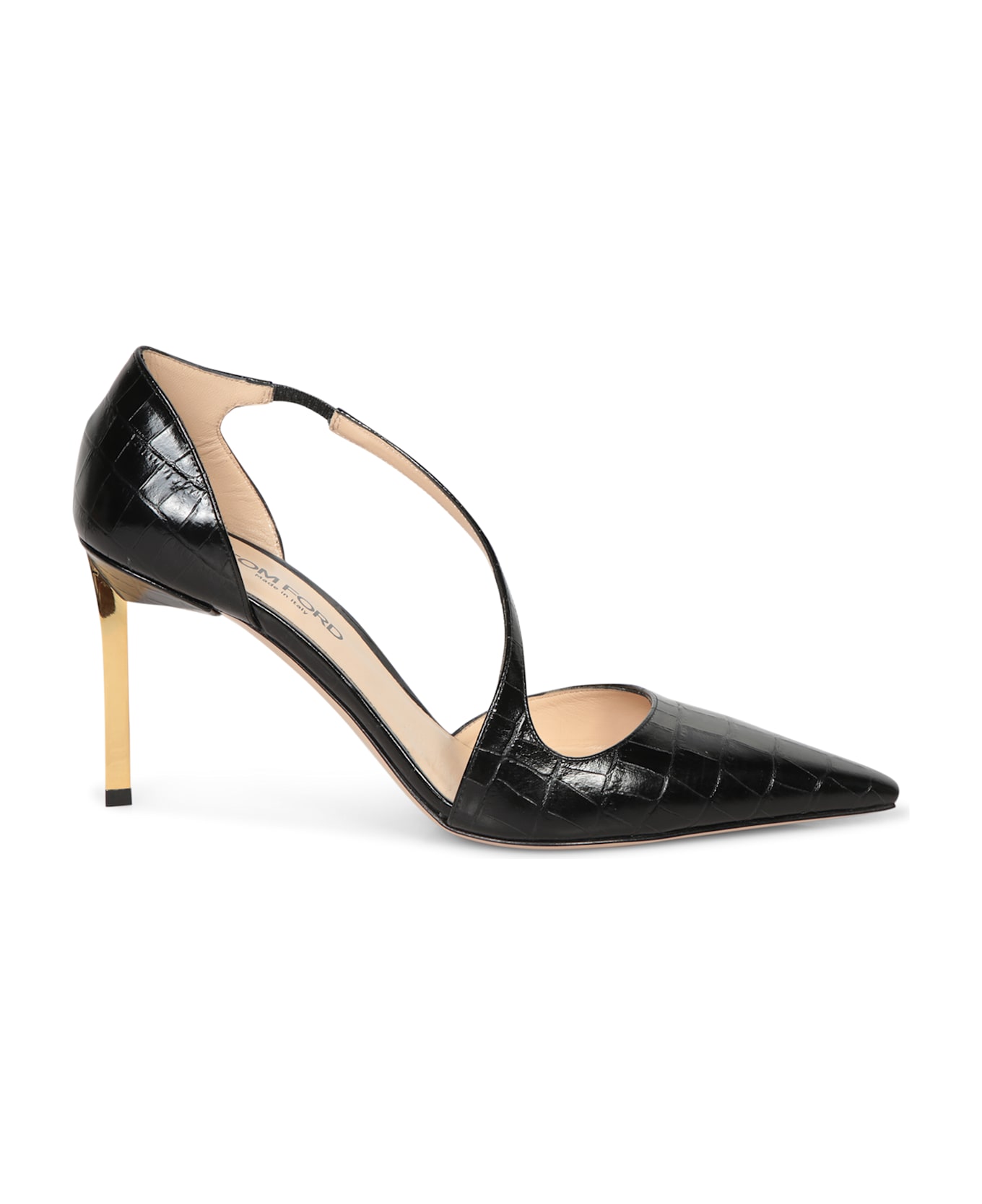 【送料&関税込】Tom Ford 85mm Crocco Black Gold Heeled Shoes Tom Ford 85mm Crocco Black Gold Heeled Shoes | italist