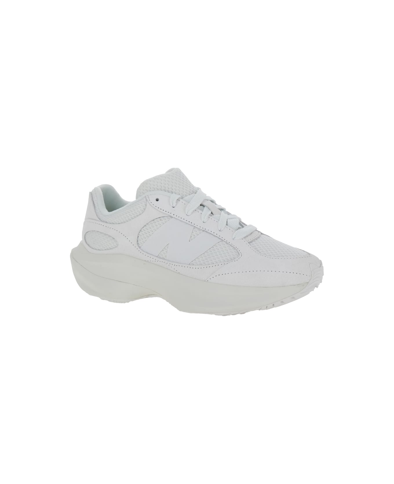 New Balance White Low Top Sneakers With Logo Detail In Suede And Tech Fabric Man - White