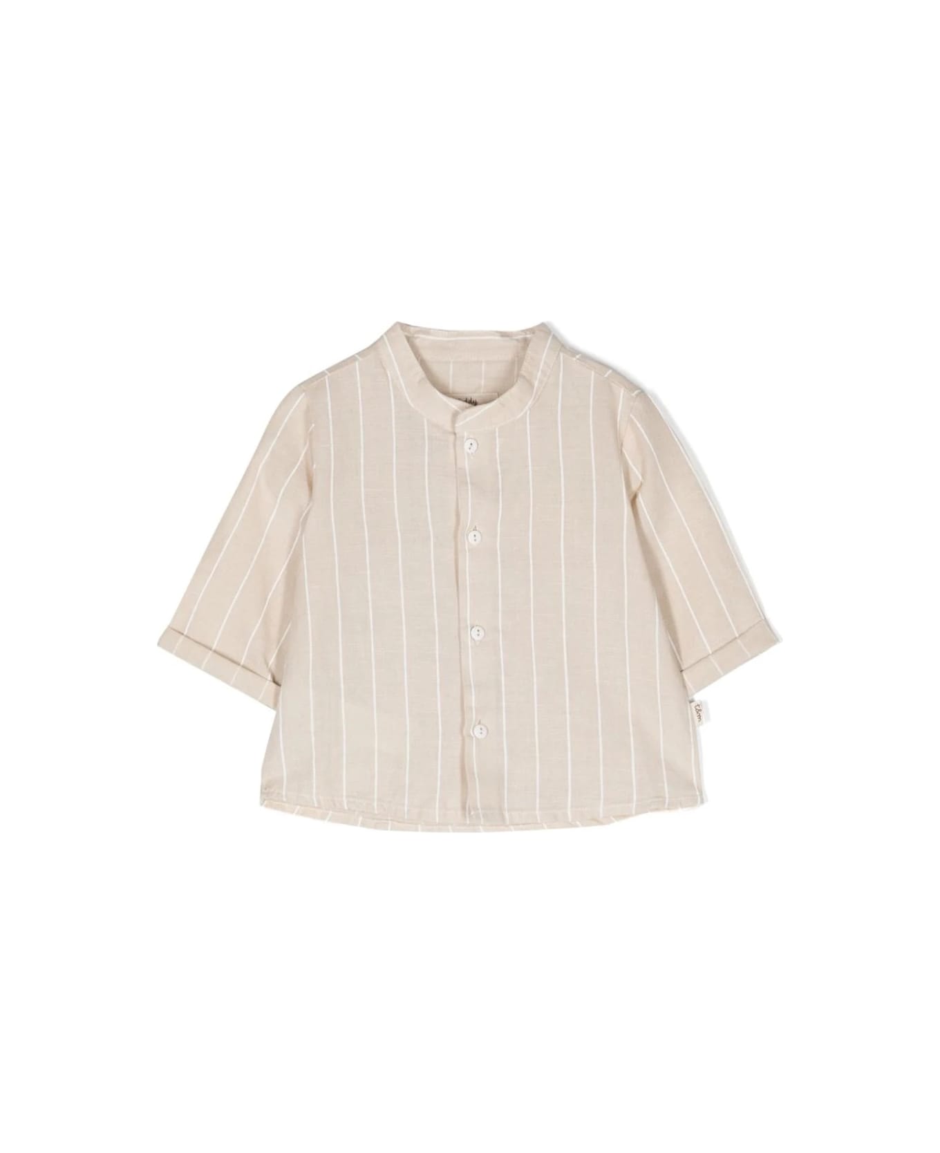 Teddy & Minou Pinstripe Linen Blend Shirt - Brown