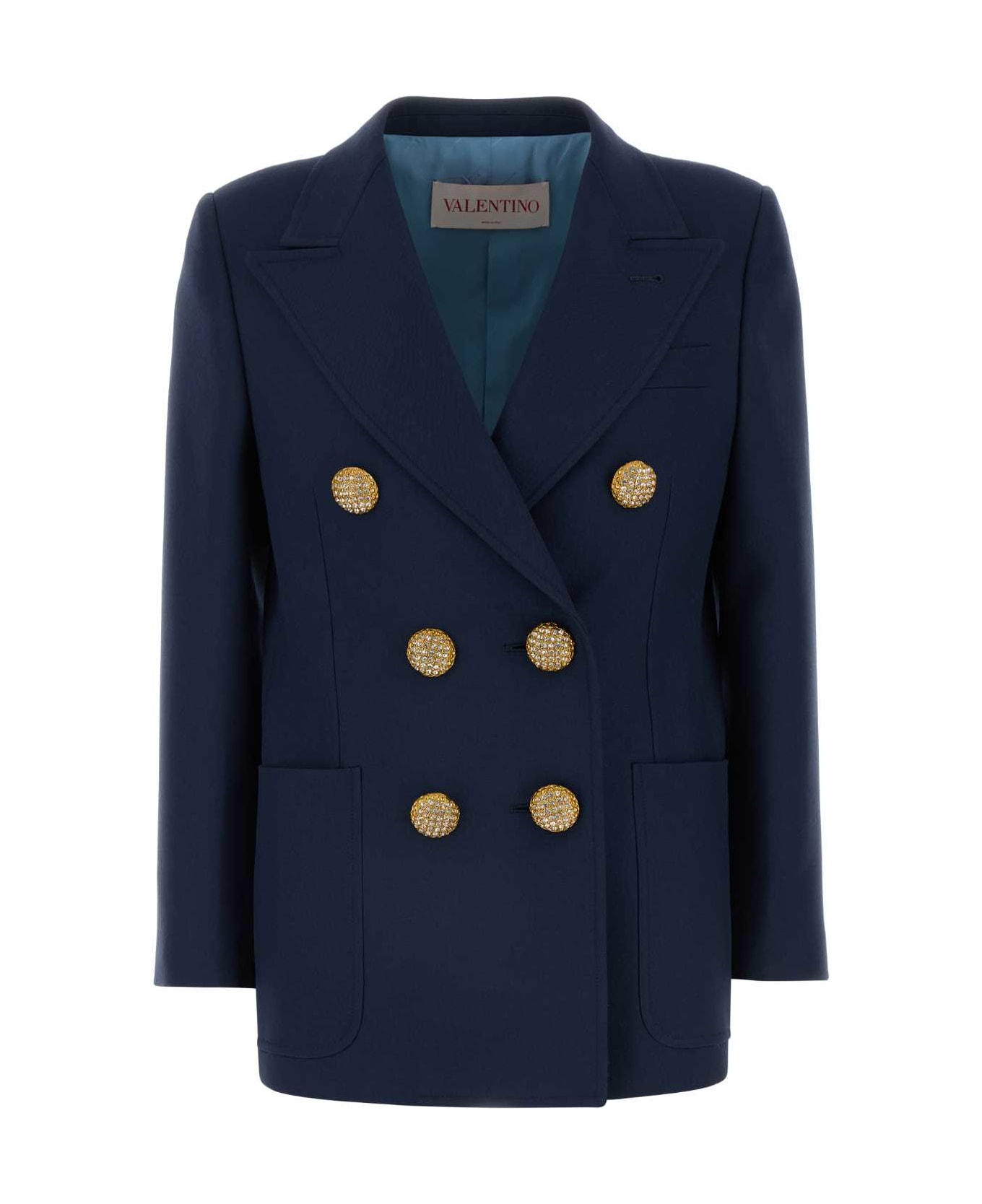 Valentino Garavani Navy Blue Wool Blazer - INDACO