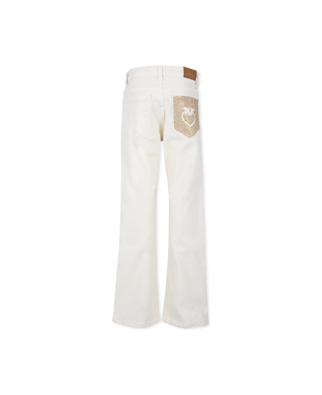 Pinko Ivory Jeans For Girl With Heart - Ivory