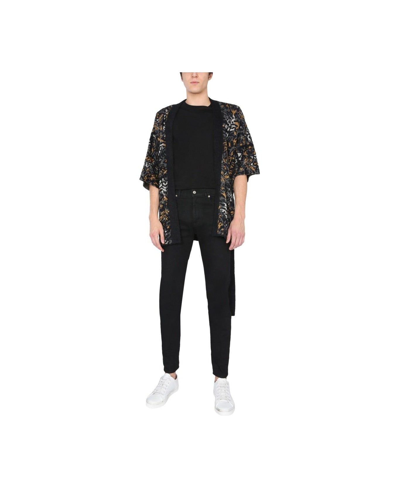 Saint Laurent V-neck Tied Short-sleeved Cardigan - ANIMALIER