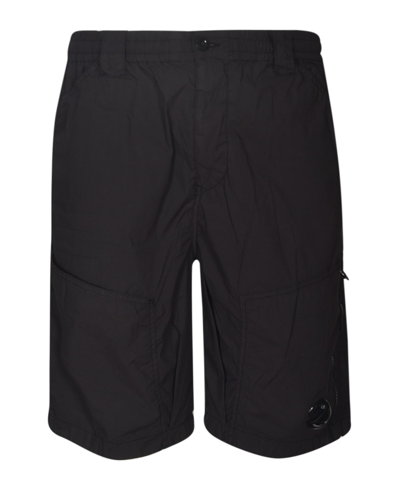 C.P. Company Elastic Buttoned Waist Cargo Shorts - Black