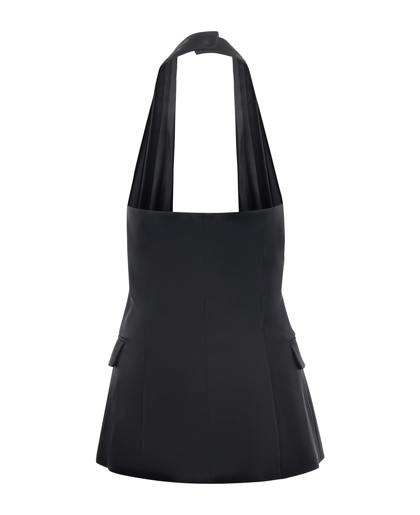 Genny Satin Wrap Top - Black