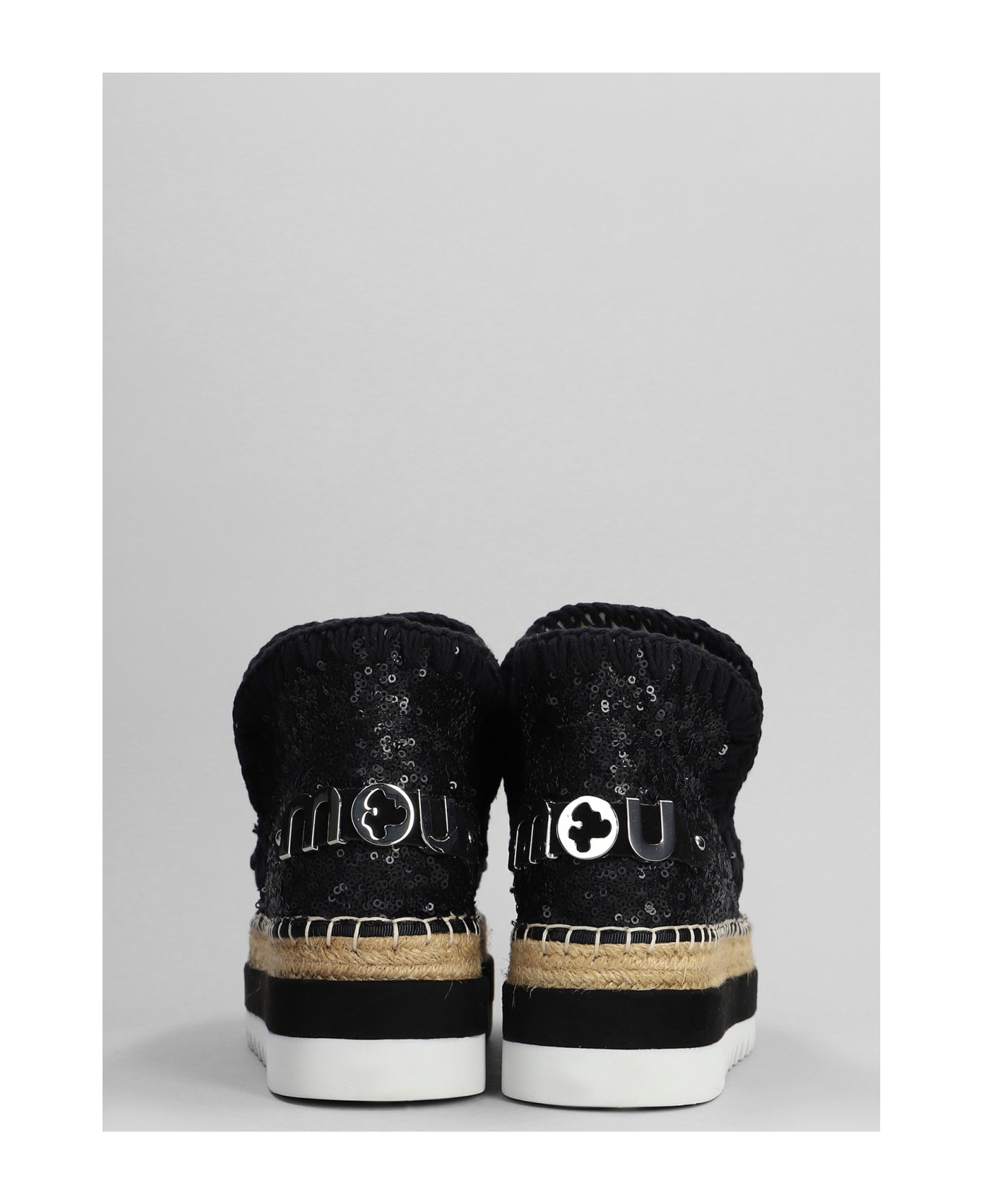 Mou Eskimo Jute Eva Low Heels Ankle Boots In Black Synthetic Fibers - black