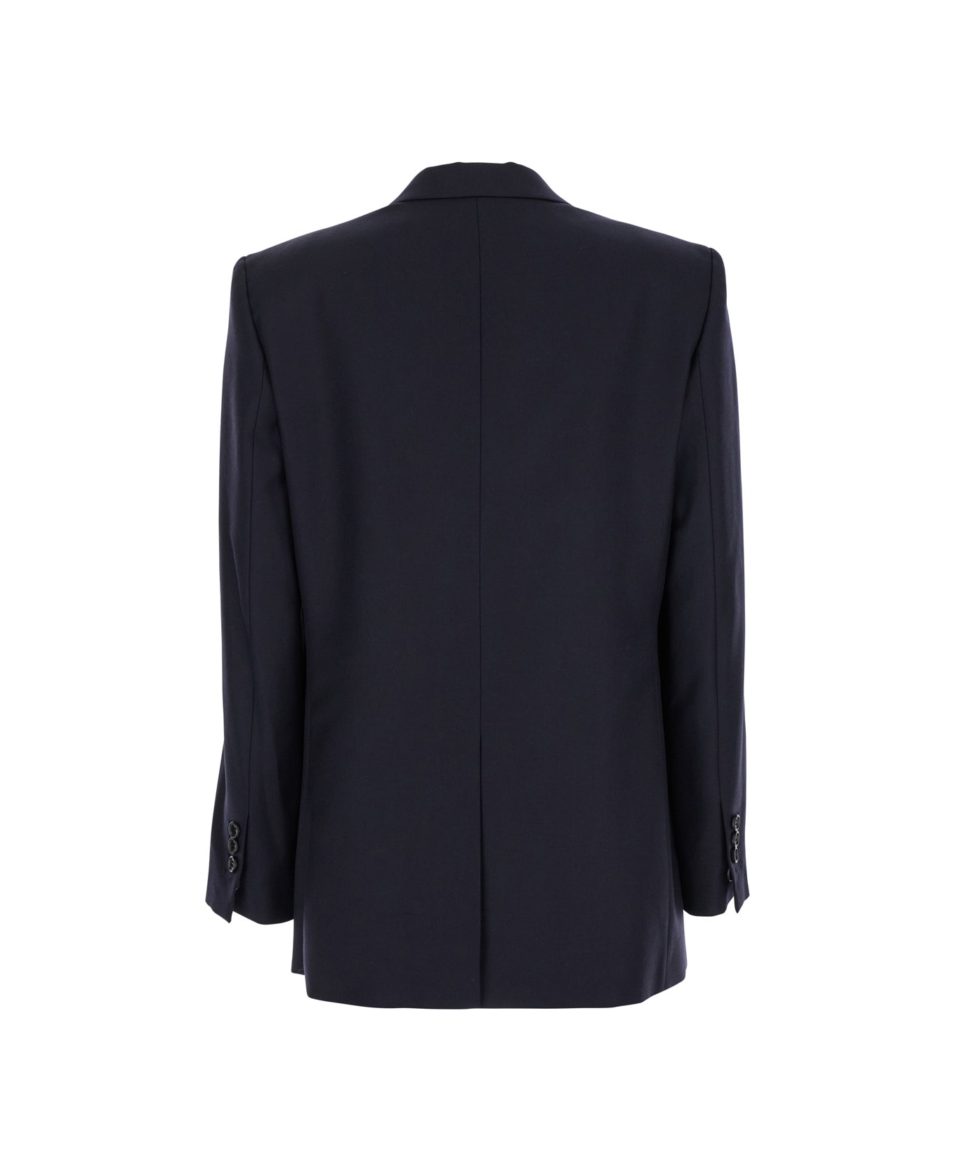 Theory Blue Double-breasted Jacket With Notched Revers In Wool Woman - Blu