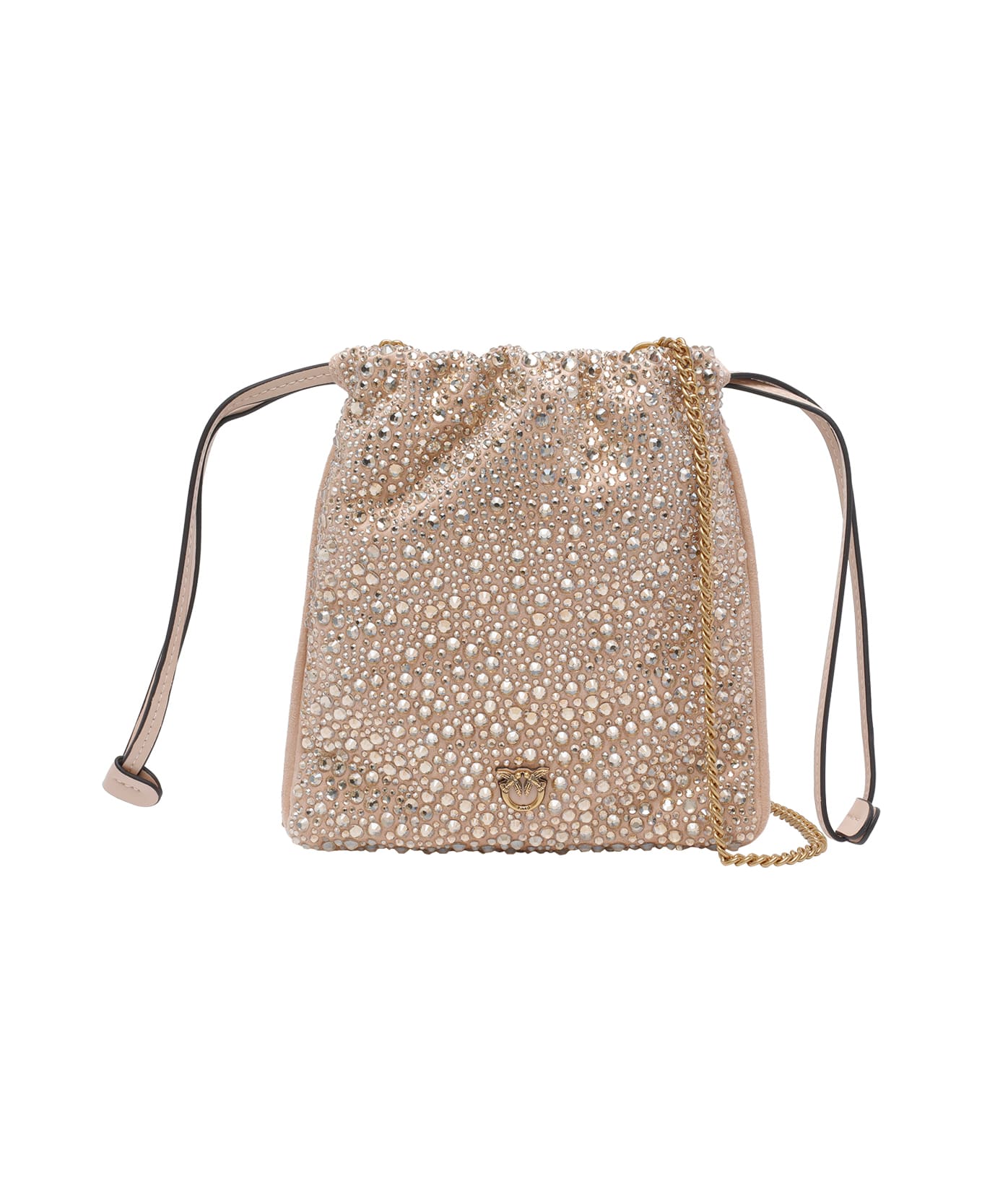 Pinko Slouchy Fully Rhinestoned Shoulder Pouch - White