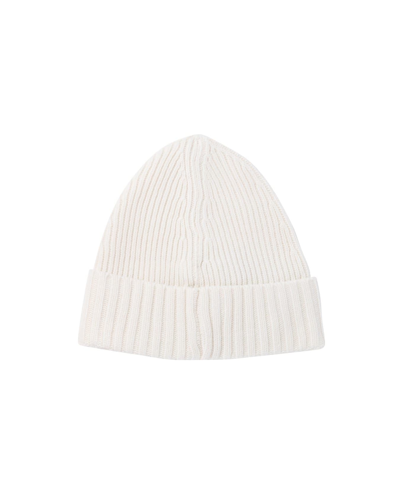 Stone Island Compass Patch Knitted Beanie - Beige