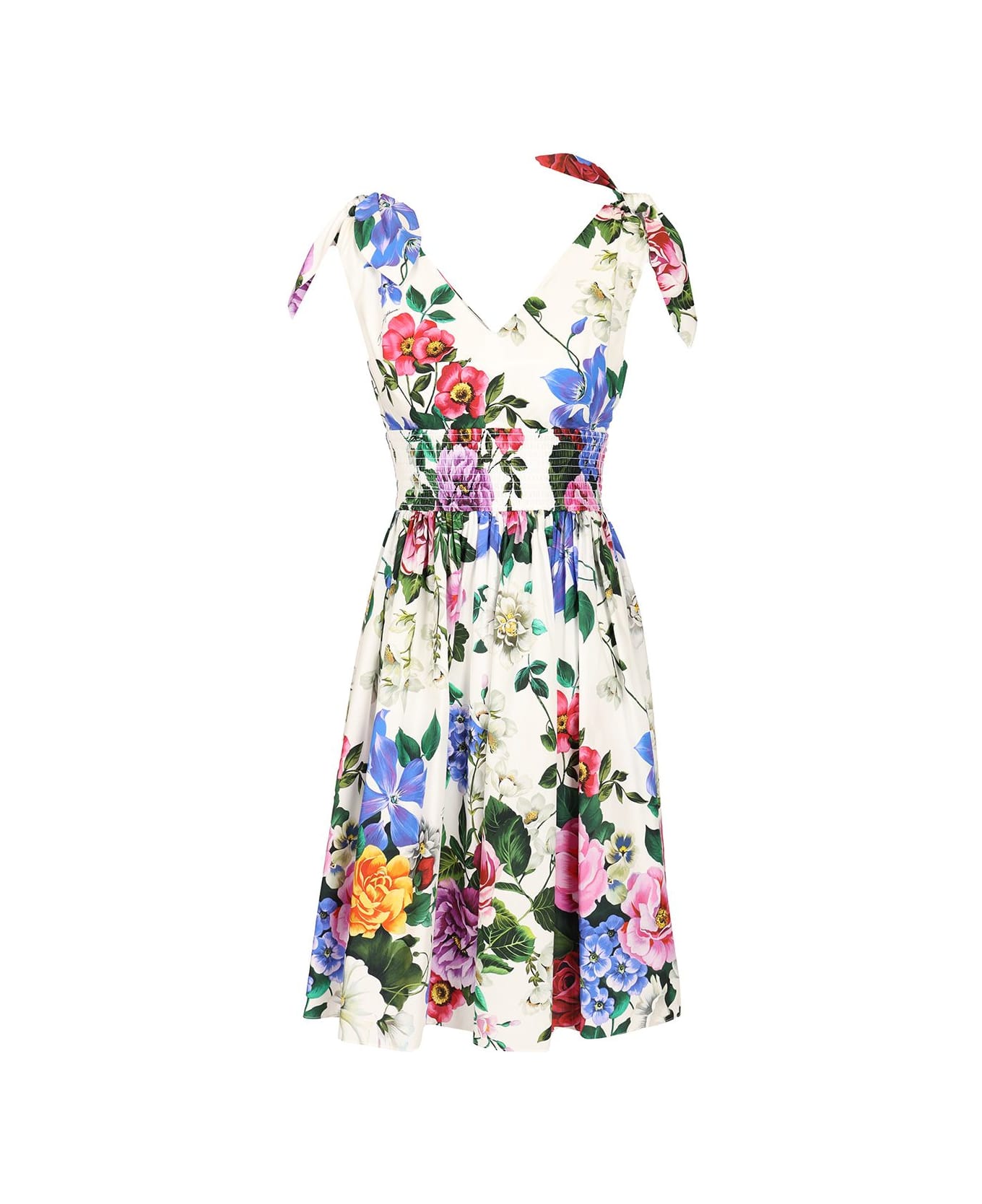 Dolce & Gabbana Floral Print Cotton Dress - Multicolor