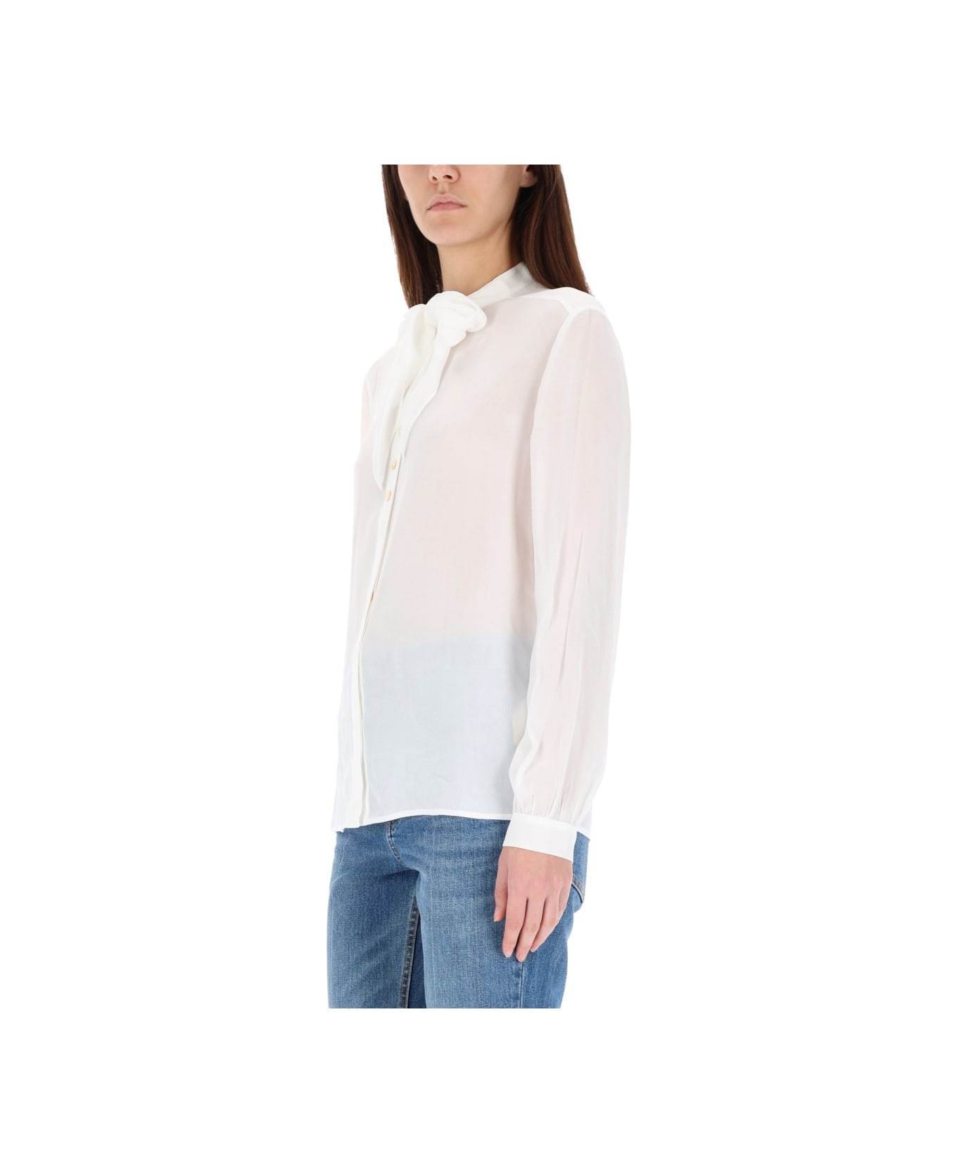 Tory Burch Shirt With Bow - WHITE