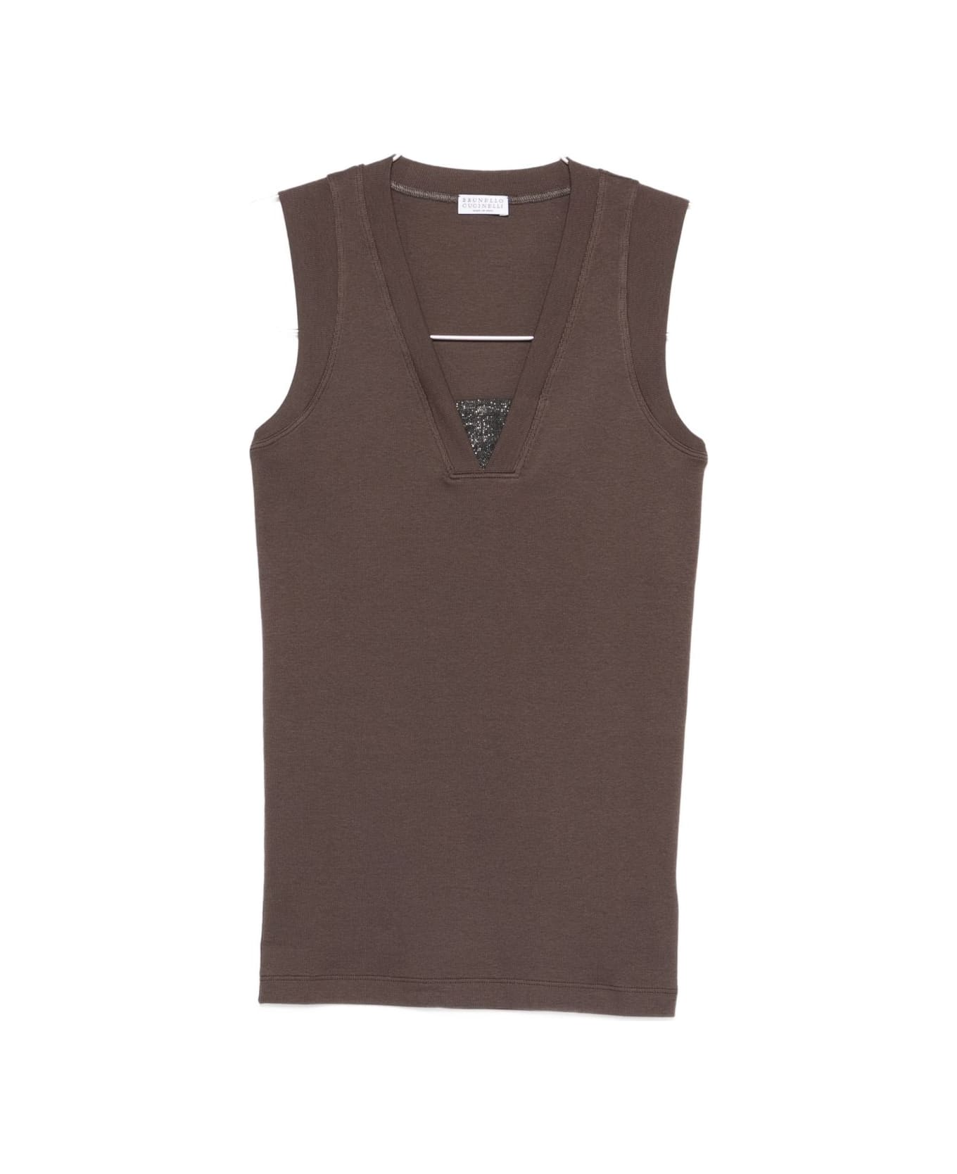 Brunello Cucinelli Cotton Tank Top - Brown