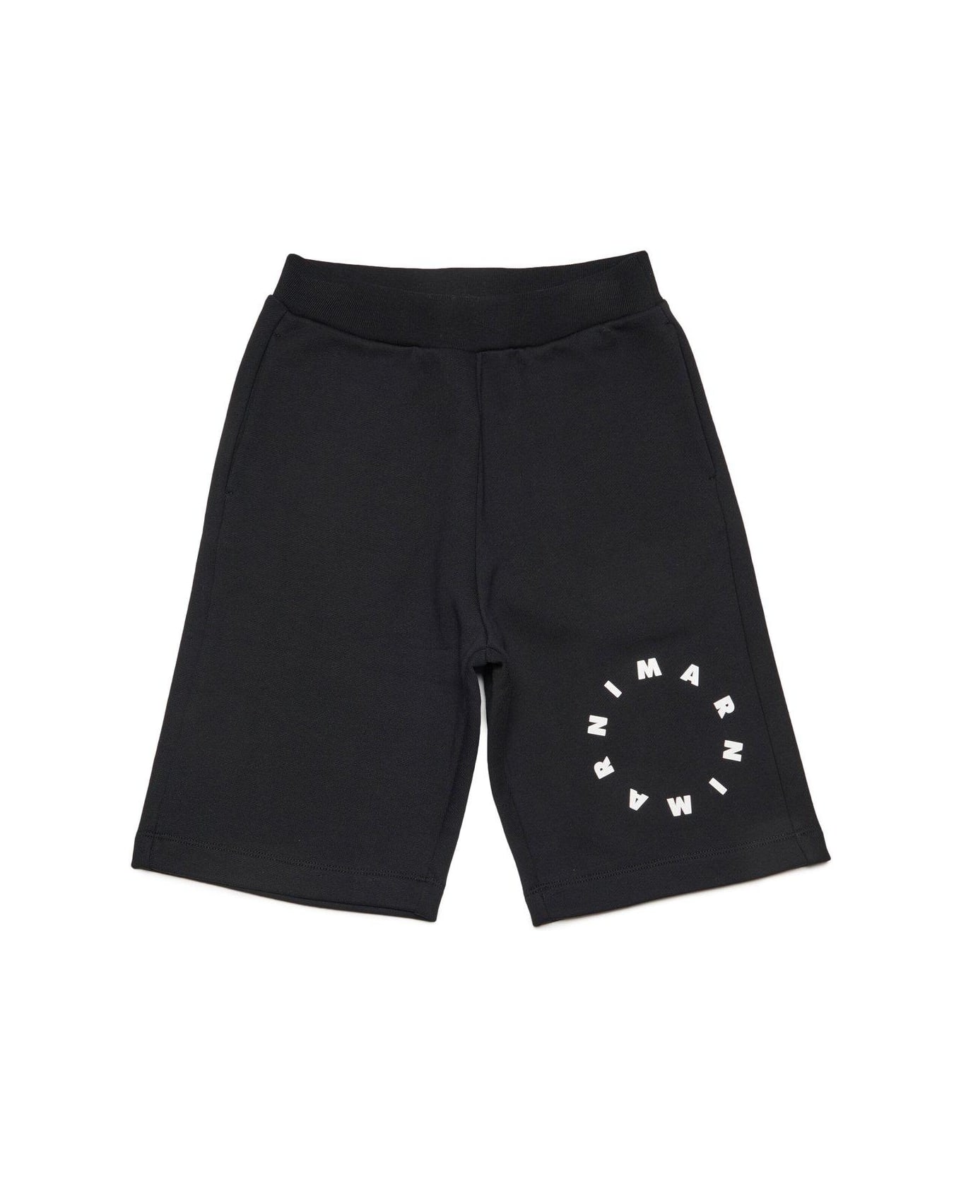 Marni Logo-printed Elasticated Waistband Shorts - Black