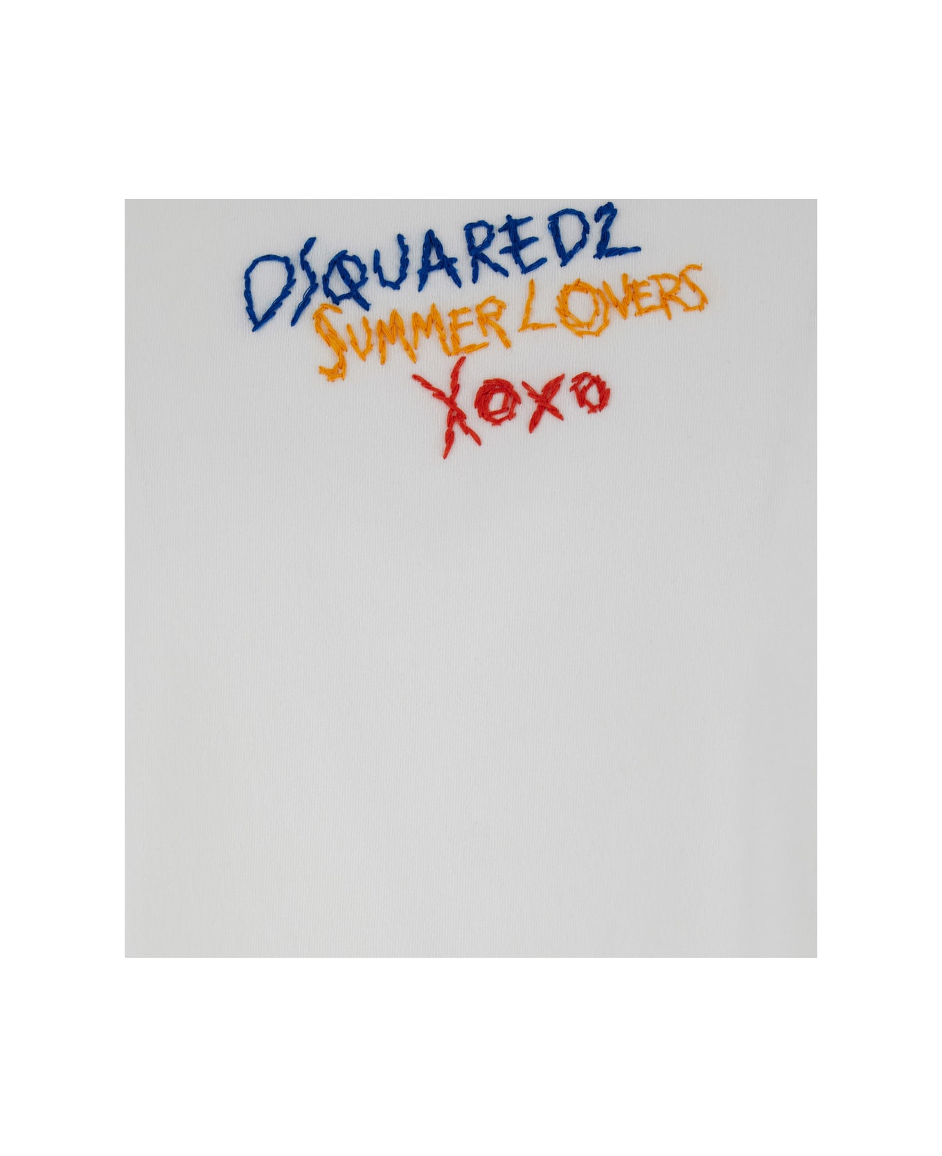 Dsquared2 White T Shirt With Round Neck And Embroidered Logo On The Front In Cotton Woman - White