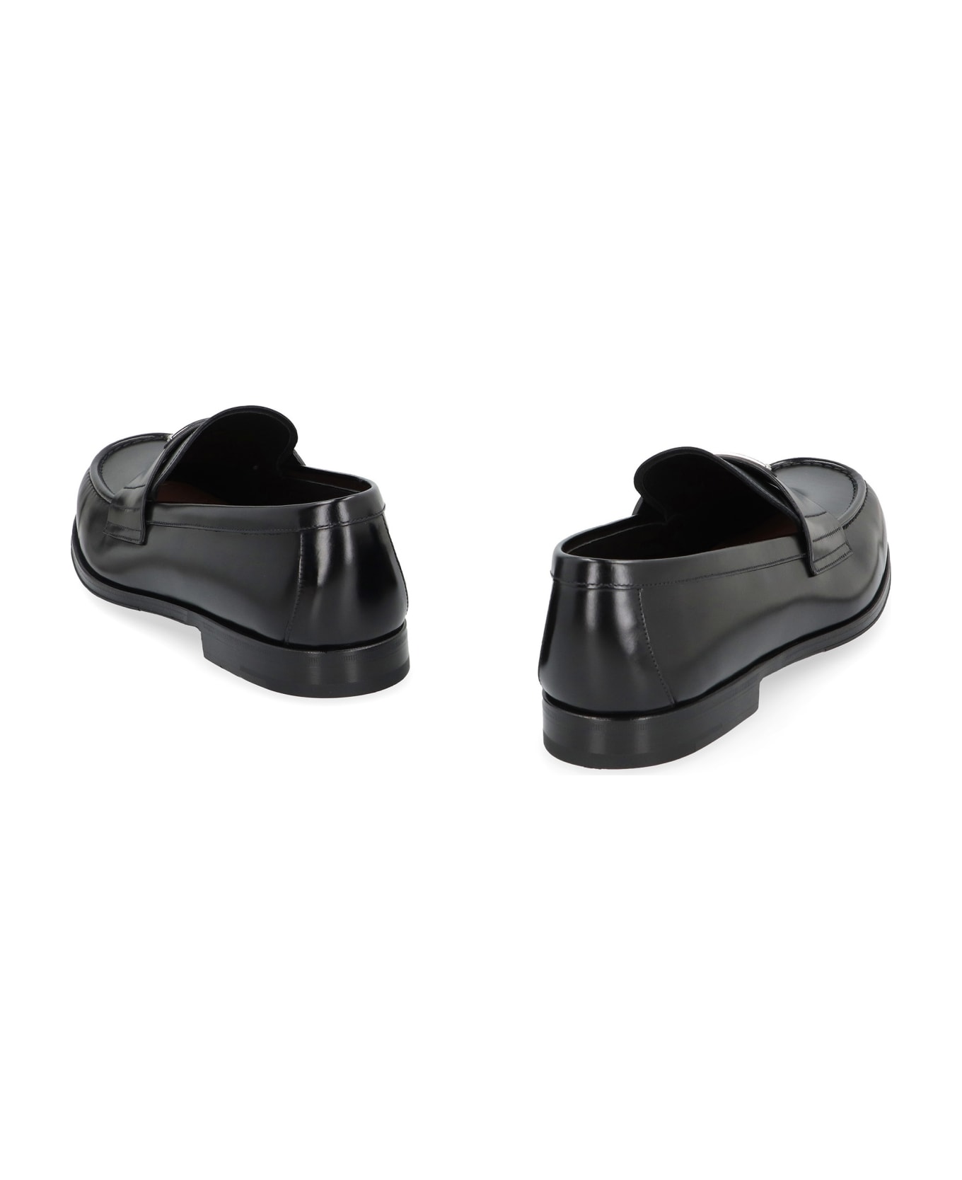 Prada Brushed Leather Loafers - black