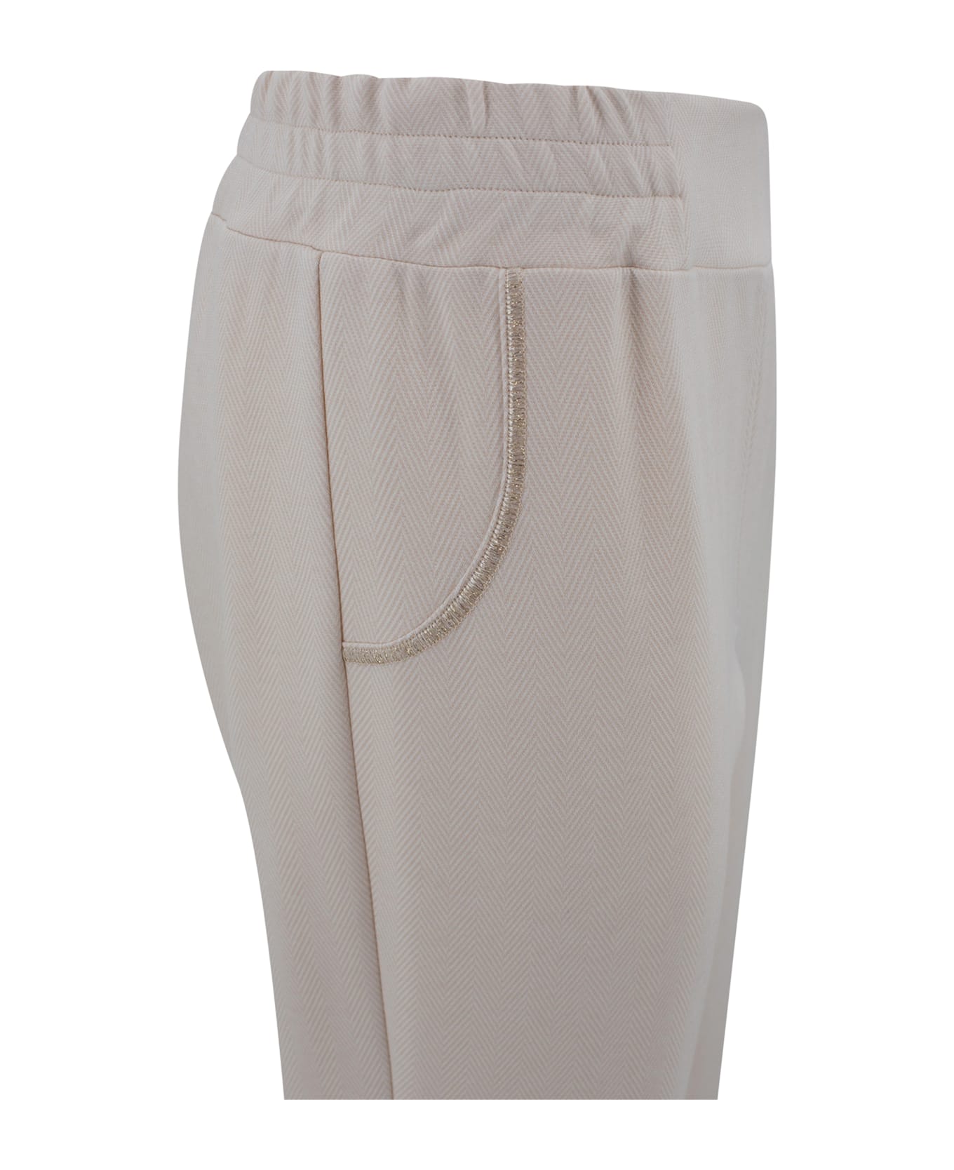 D.Exterior Viscose Trousers Herringbone Pattern - Marmo