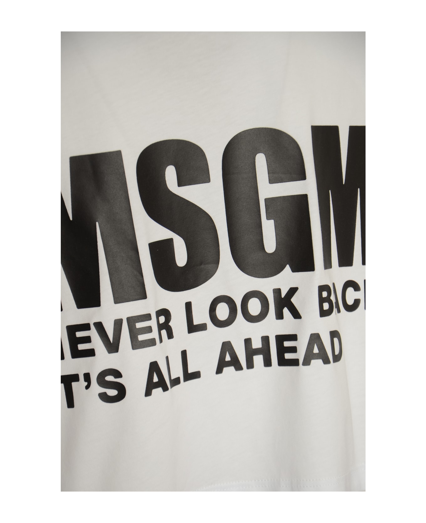 MSGM Logo Cropped T-shirt - Optic White Tシャツ