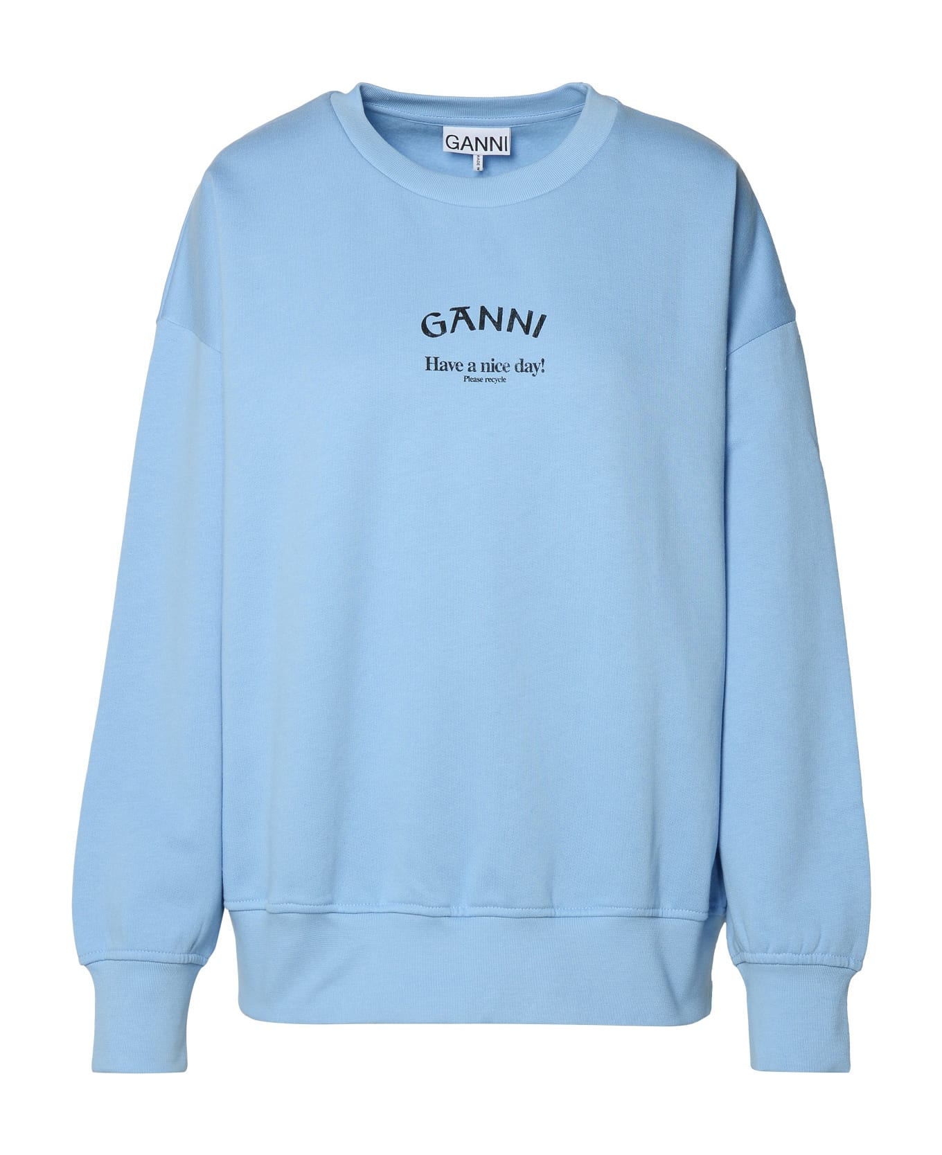 Ganni Light Blue Organic Cotton Sweatshirt - Light Blue