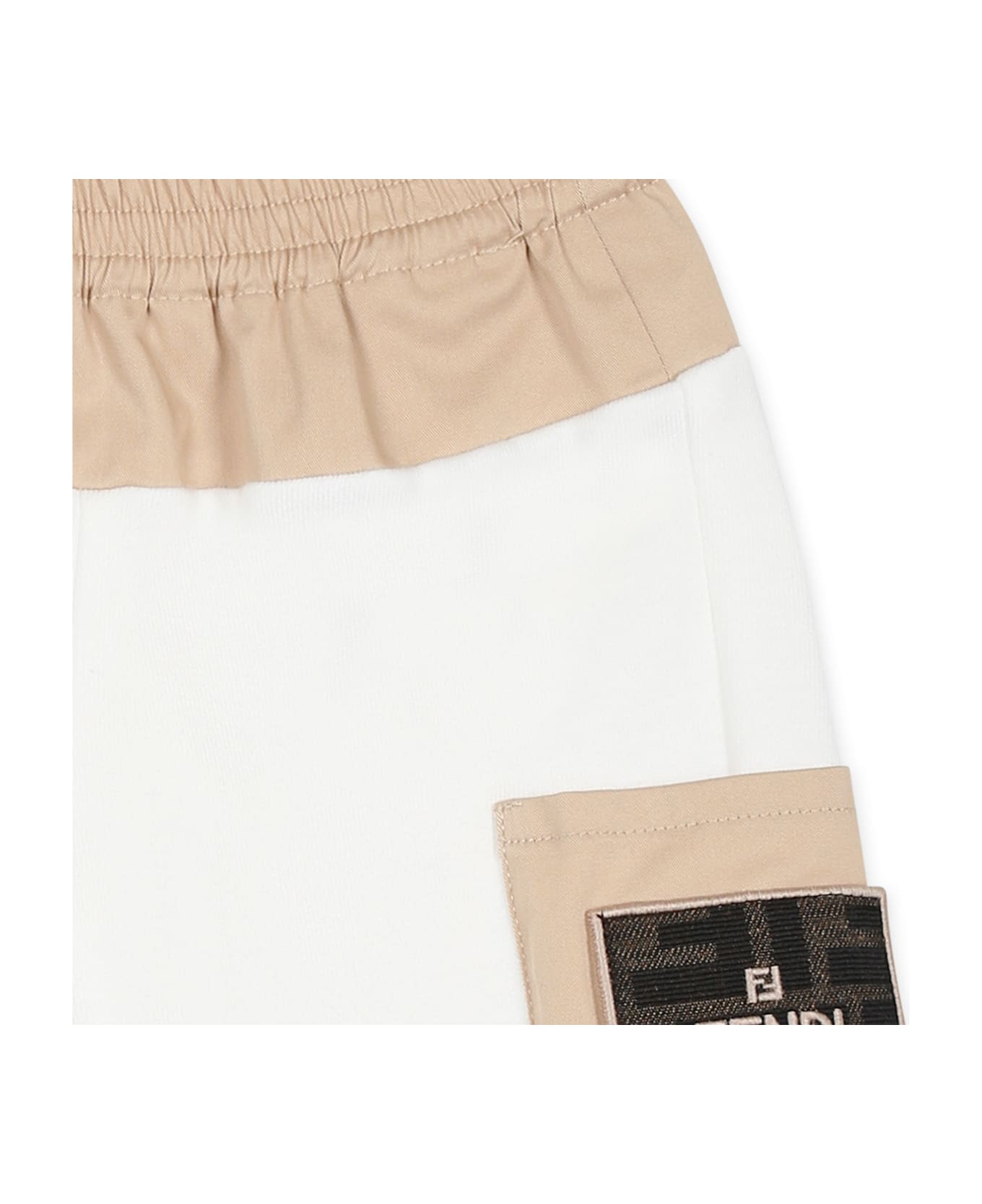 Fendi White Trousers For Baby Boy With Ff - White