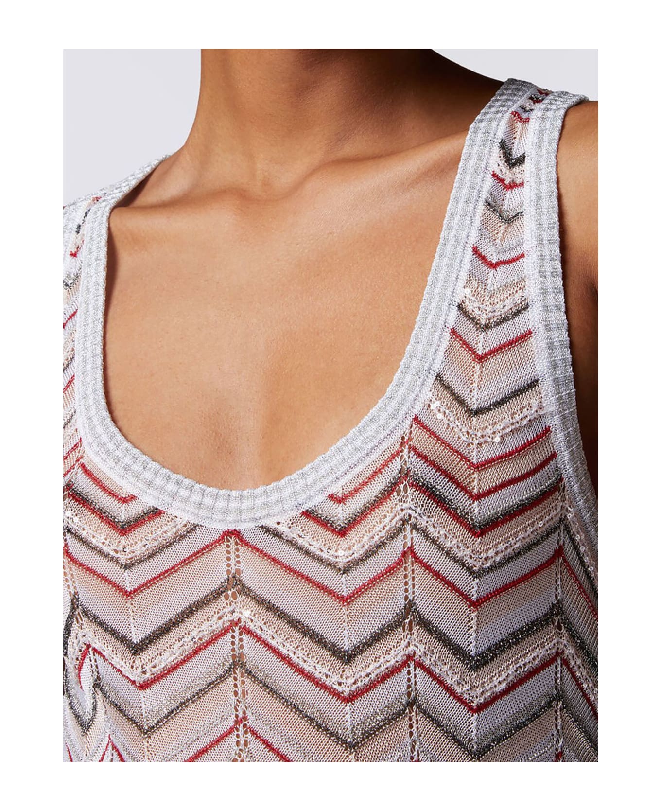 Missoni Tank Top In Zigzag Knit - Ao Pink Tone トップス