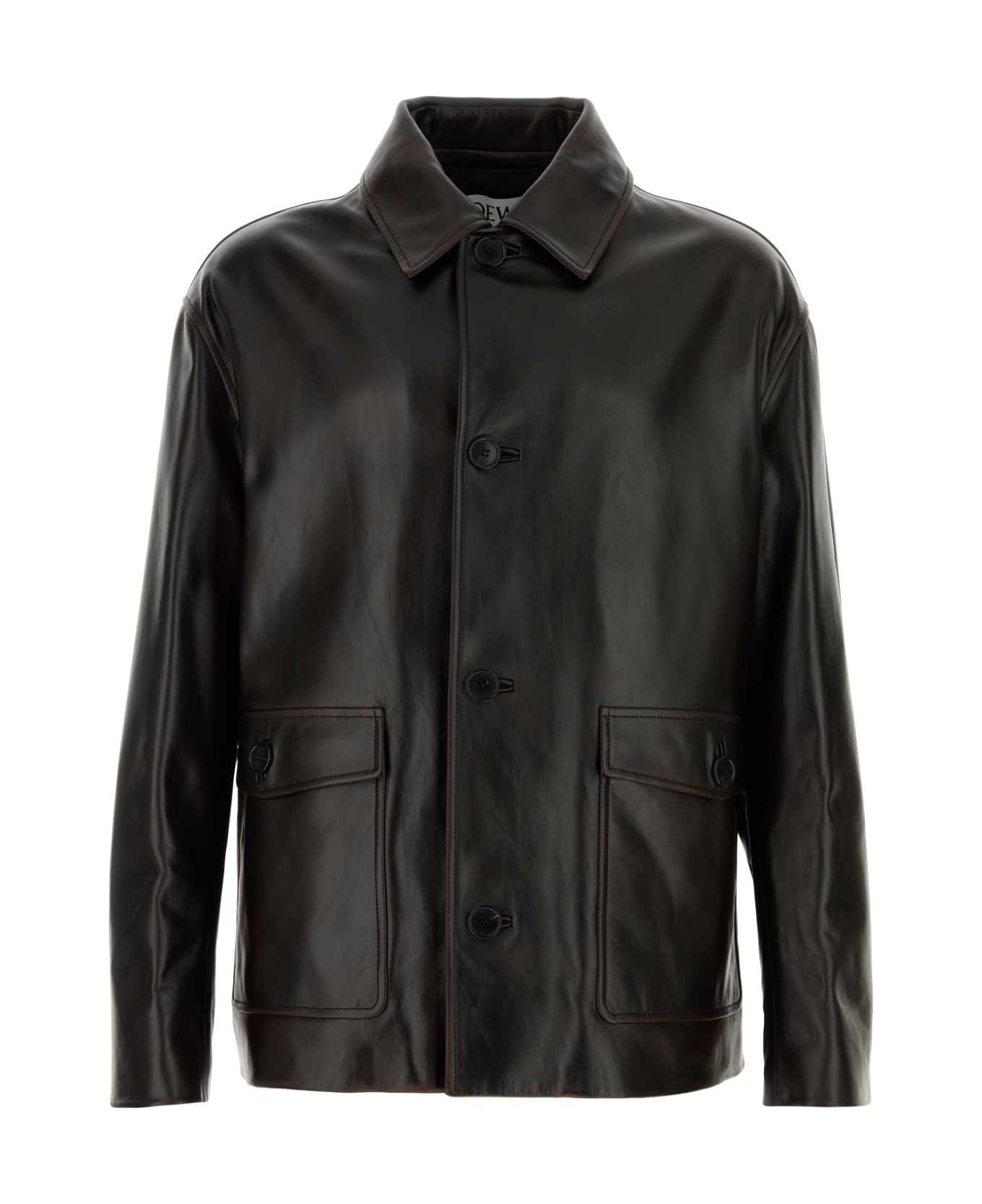 Loewe Black Leather Jacket - EBONY