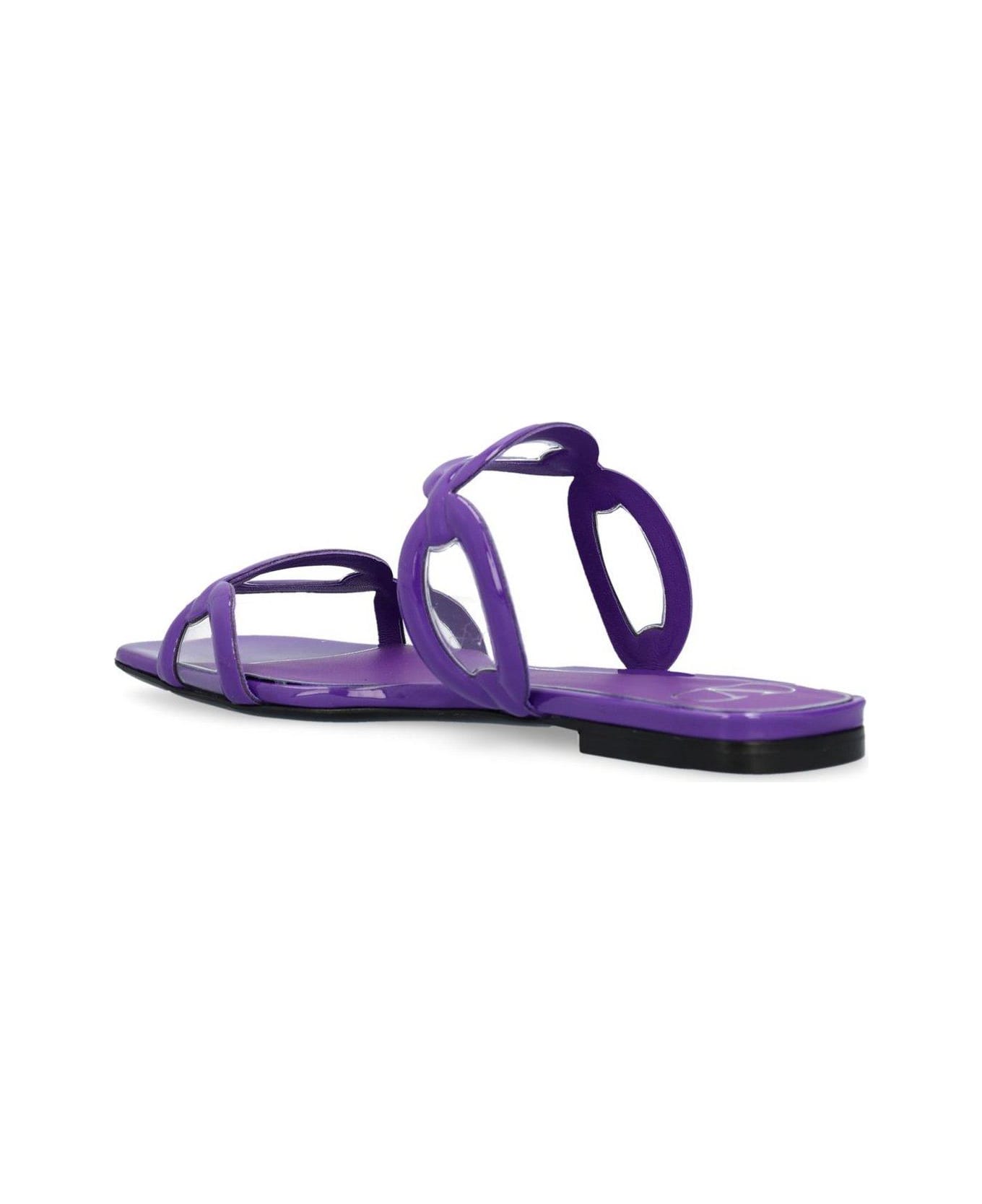 Valentino Garavani Square Toe Slip-on Slides - Purple