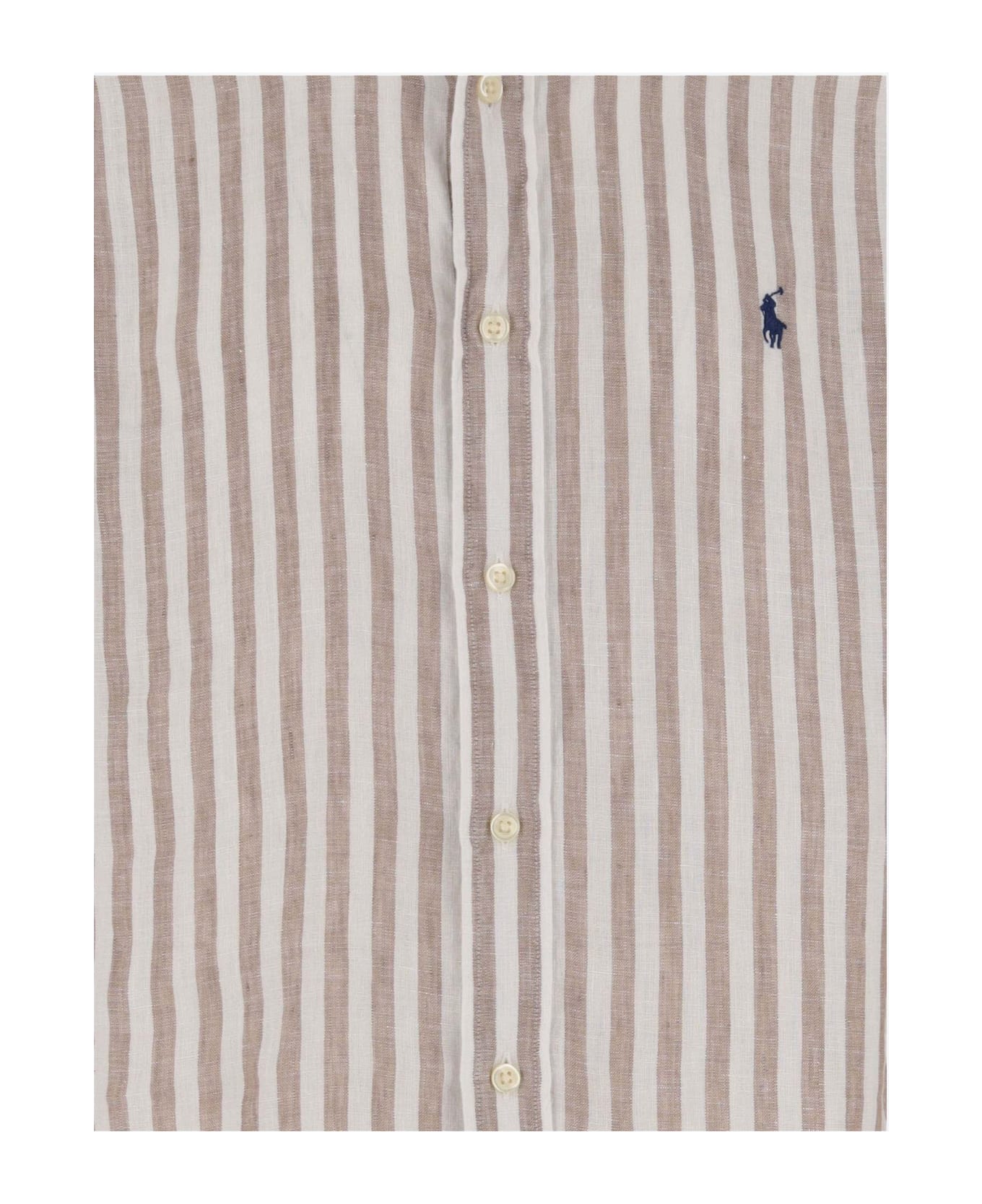 Polo Ralph Lauren Linen Shirt With Striped Pattern And Logo - Red