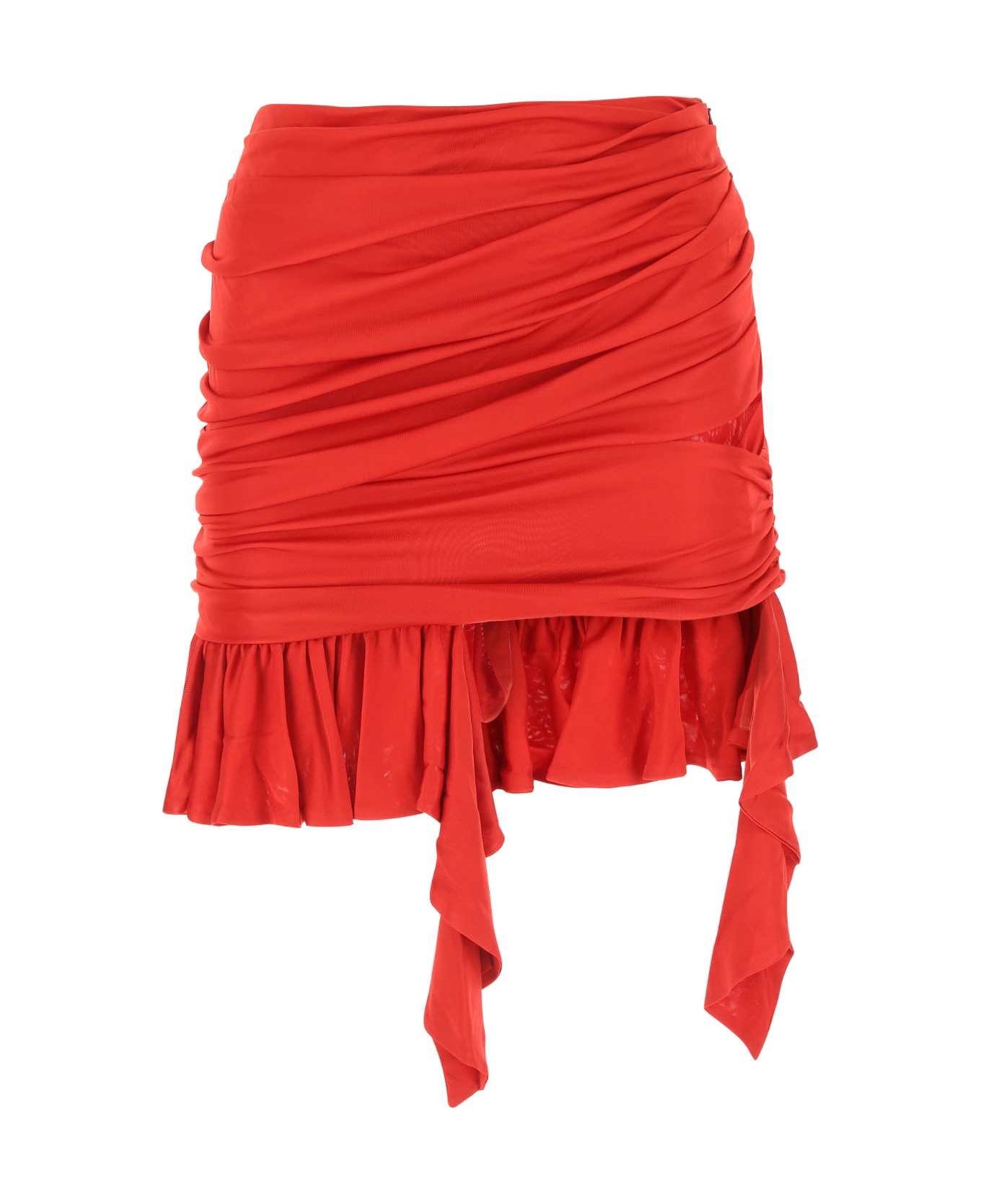 ANDREĀDAMO Red Viscose Mini Skirt - 1107