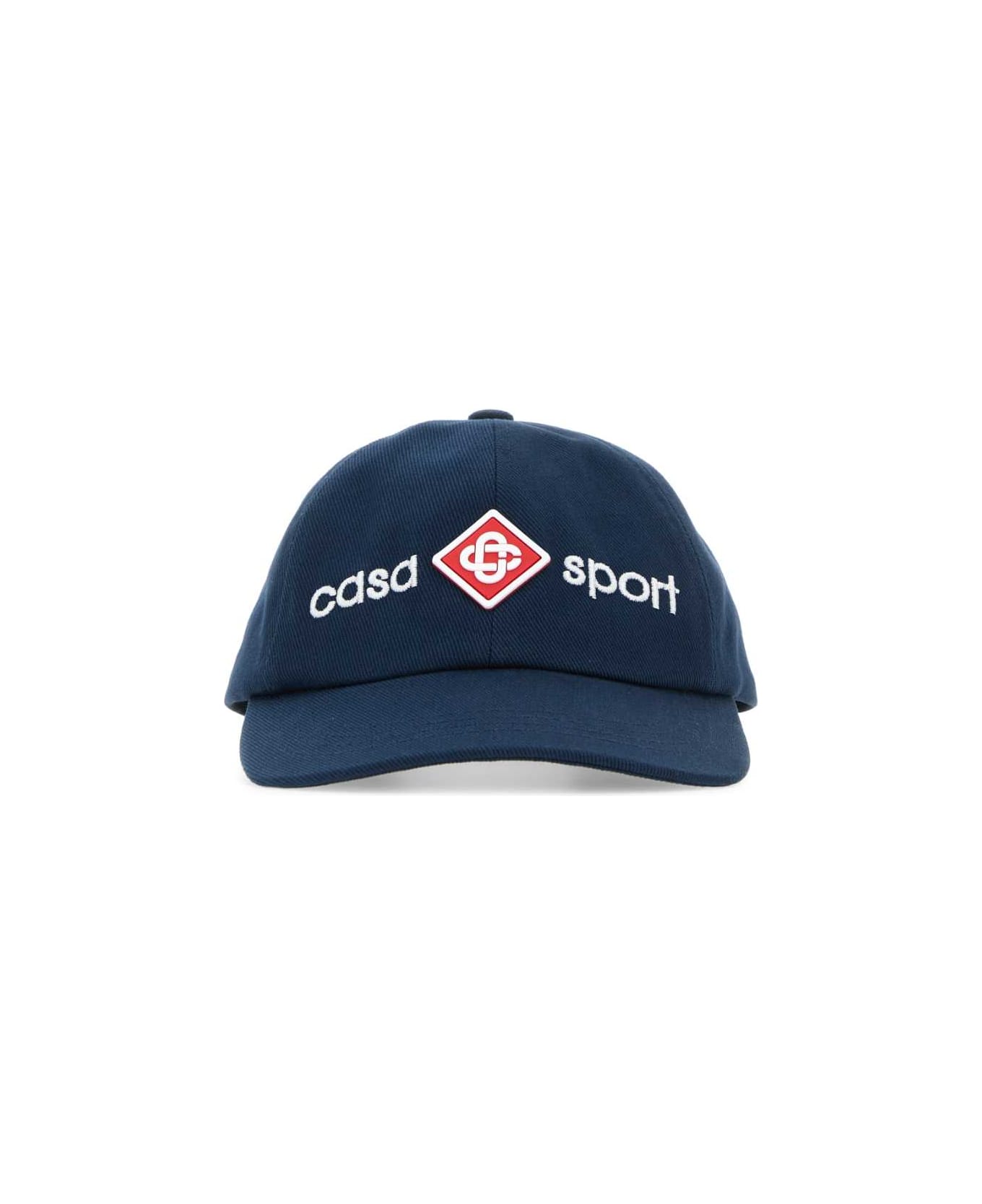 Casablanca Navy Blue Cotton Baseball Cap - CASSPOICO