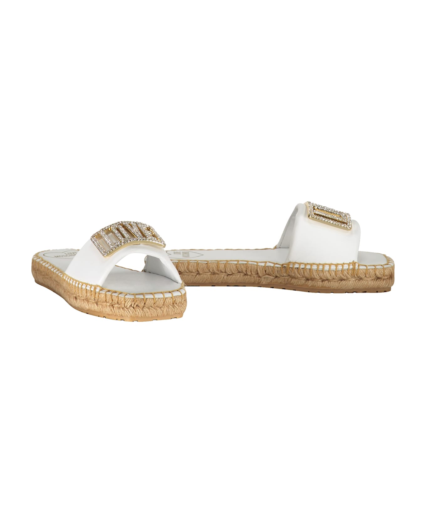 Love Moschino Leather Espadrille Slides - White