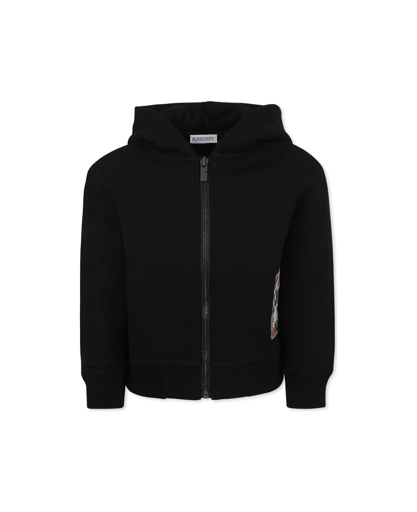 Burberry Black Sweatshirt For Kids With Logo - Black