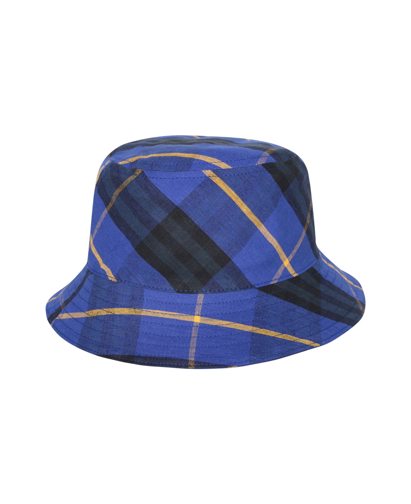 Burberry Check Bucket Hat - Bright Navy