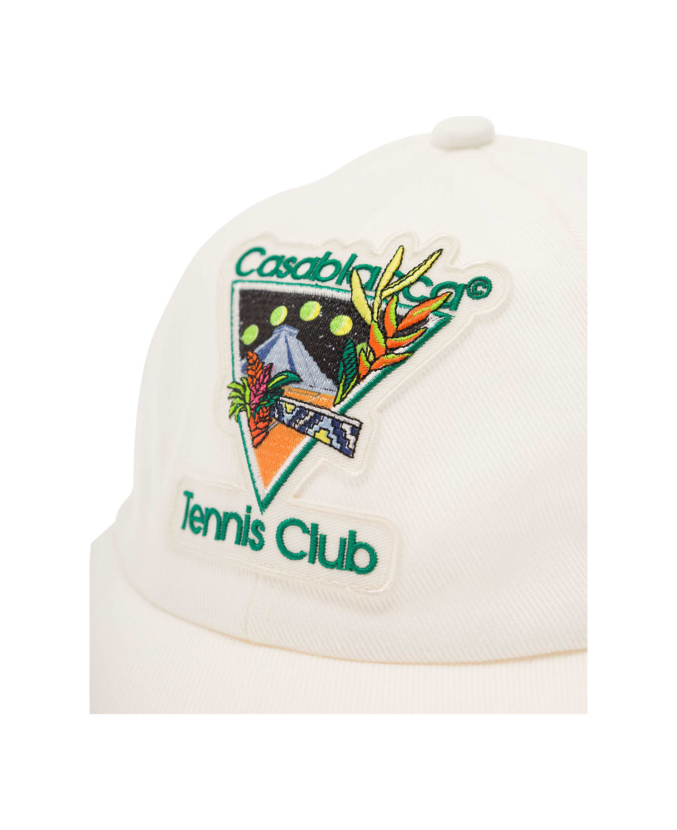Casablanca White Baseball Cap With Tennis Club Icon Embroidery In Cotton Man - White