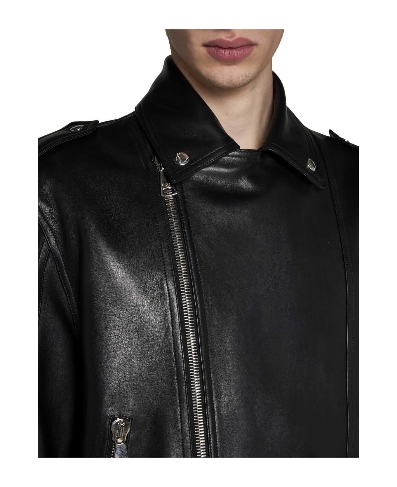 Balmain Leather Biker Jacket - Noir レザージャケット