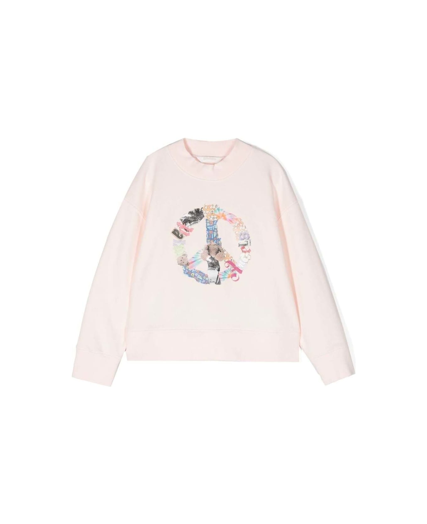 Palm Angels Crewneck Sweatshirt With Graphic Print In Pink Cotton Girl - Pink